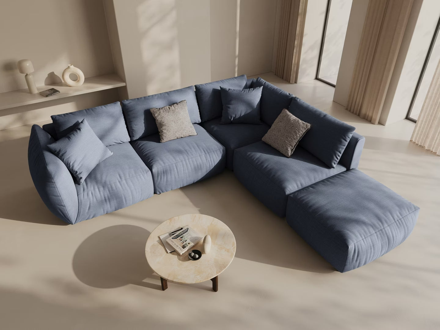 Sofa modułowa CHRIS - element szeroki lewostronny jasnoniebieski szenil