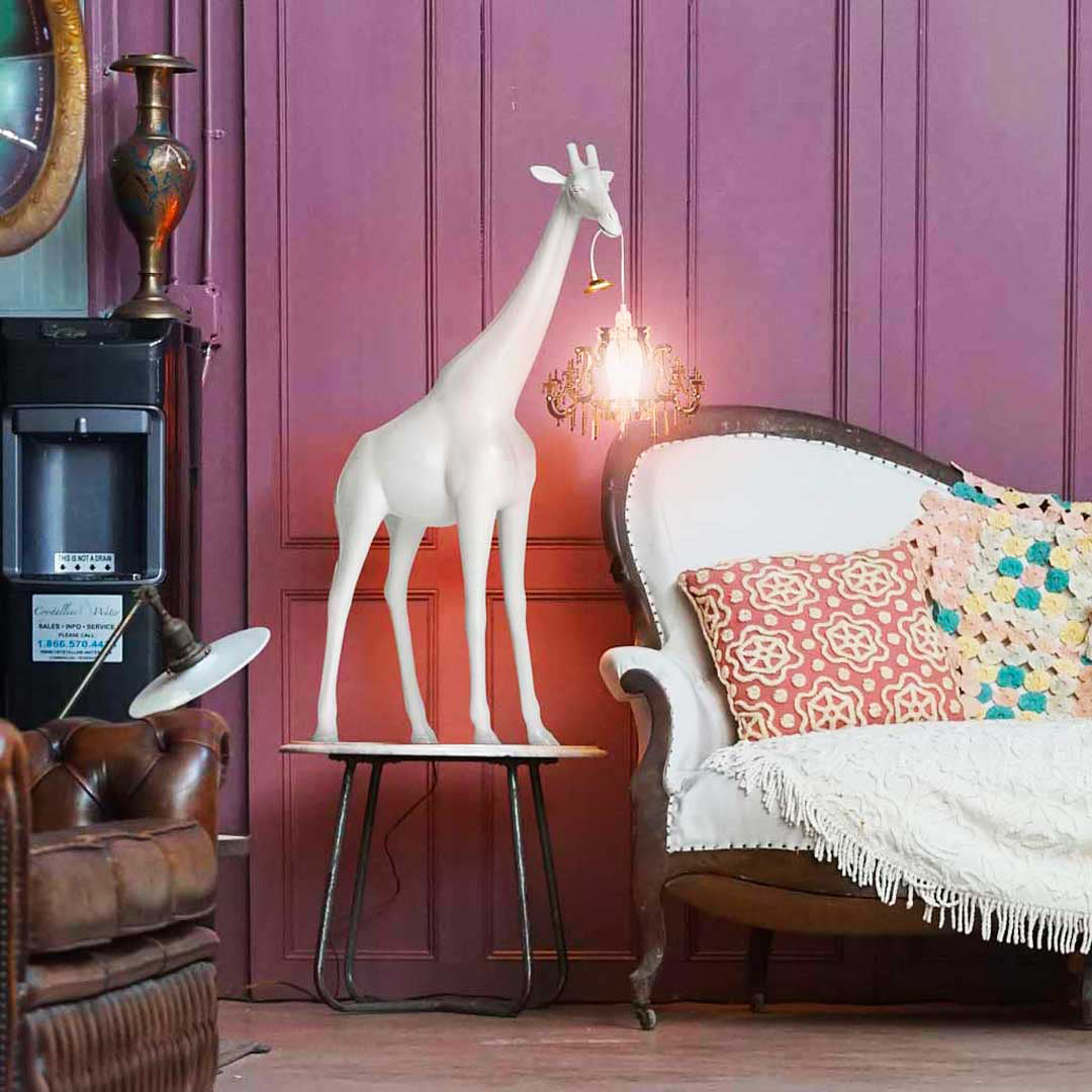Lampa GIRAFFE IN LOVE M biały z czerwonym kloszem