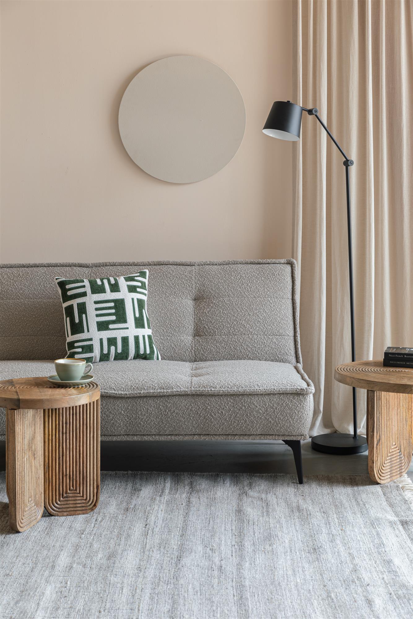 Beige CIELKE Sofa Bed with Black Base