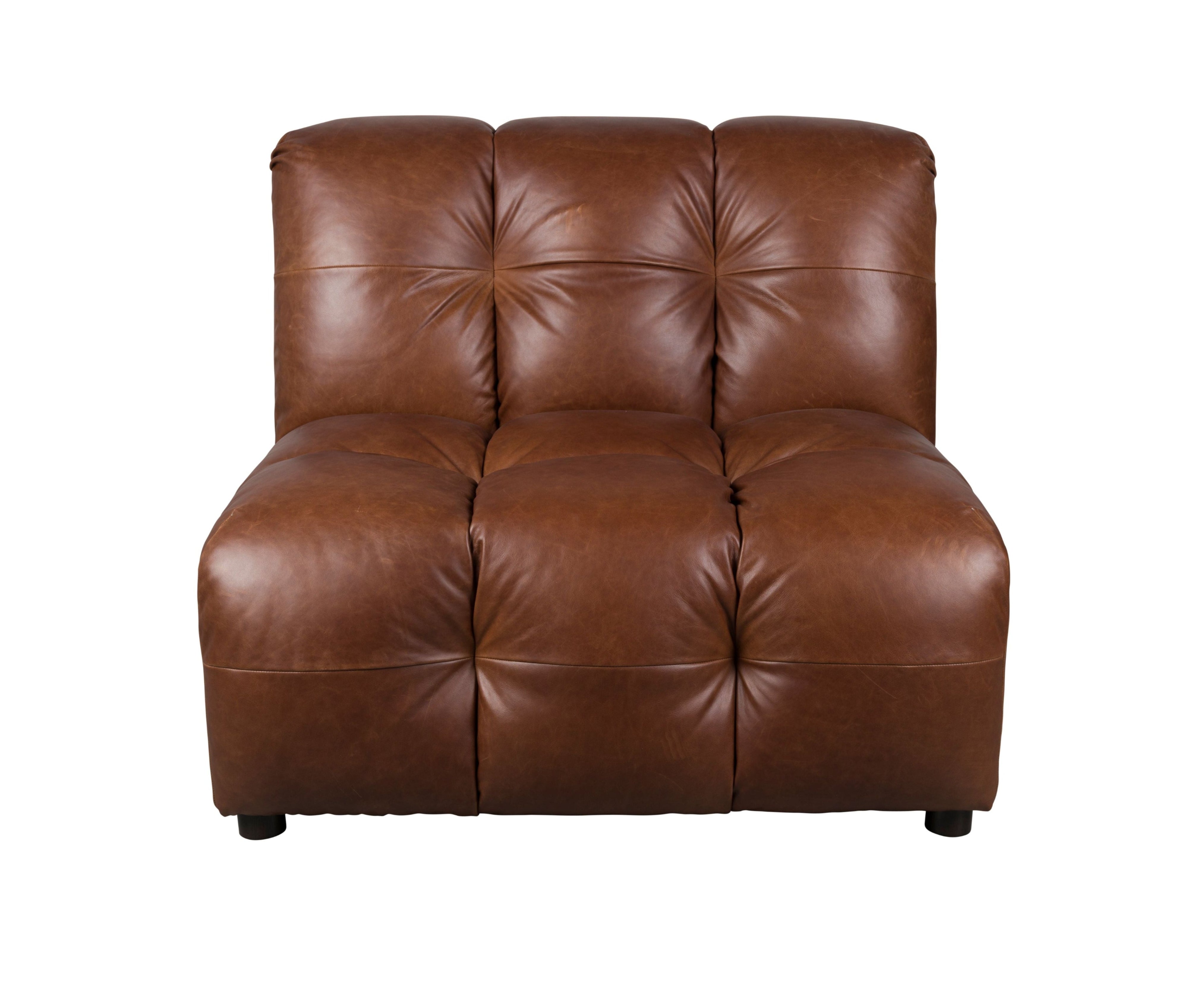 Modulares Sofa HACKMAN - mittleres Element aus schokoladenbraunem Leder
