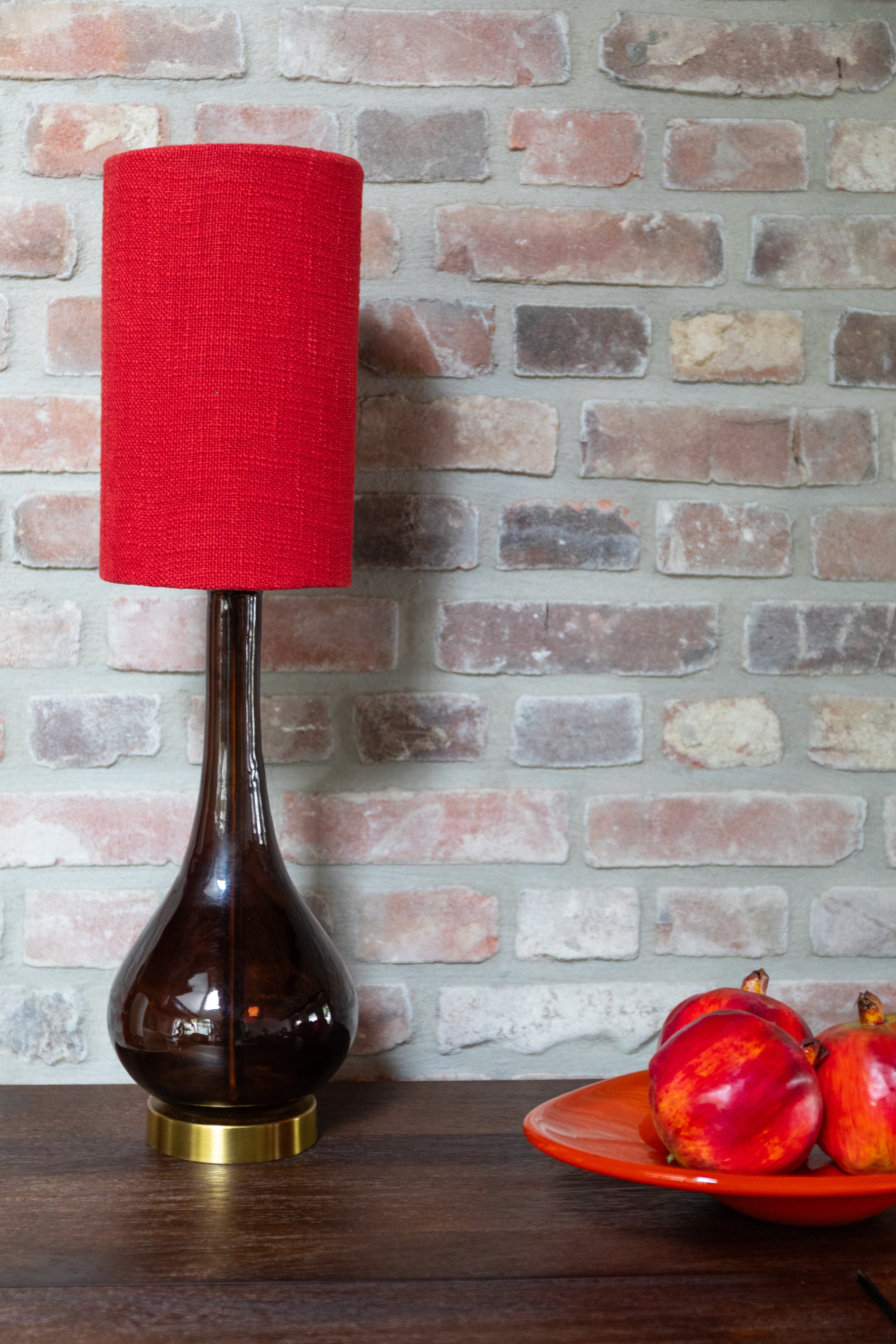 Lampa stołowa JULES czerwony z brązową podstawą