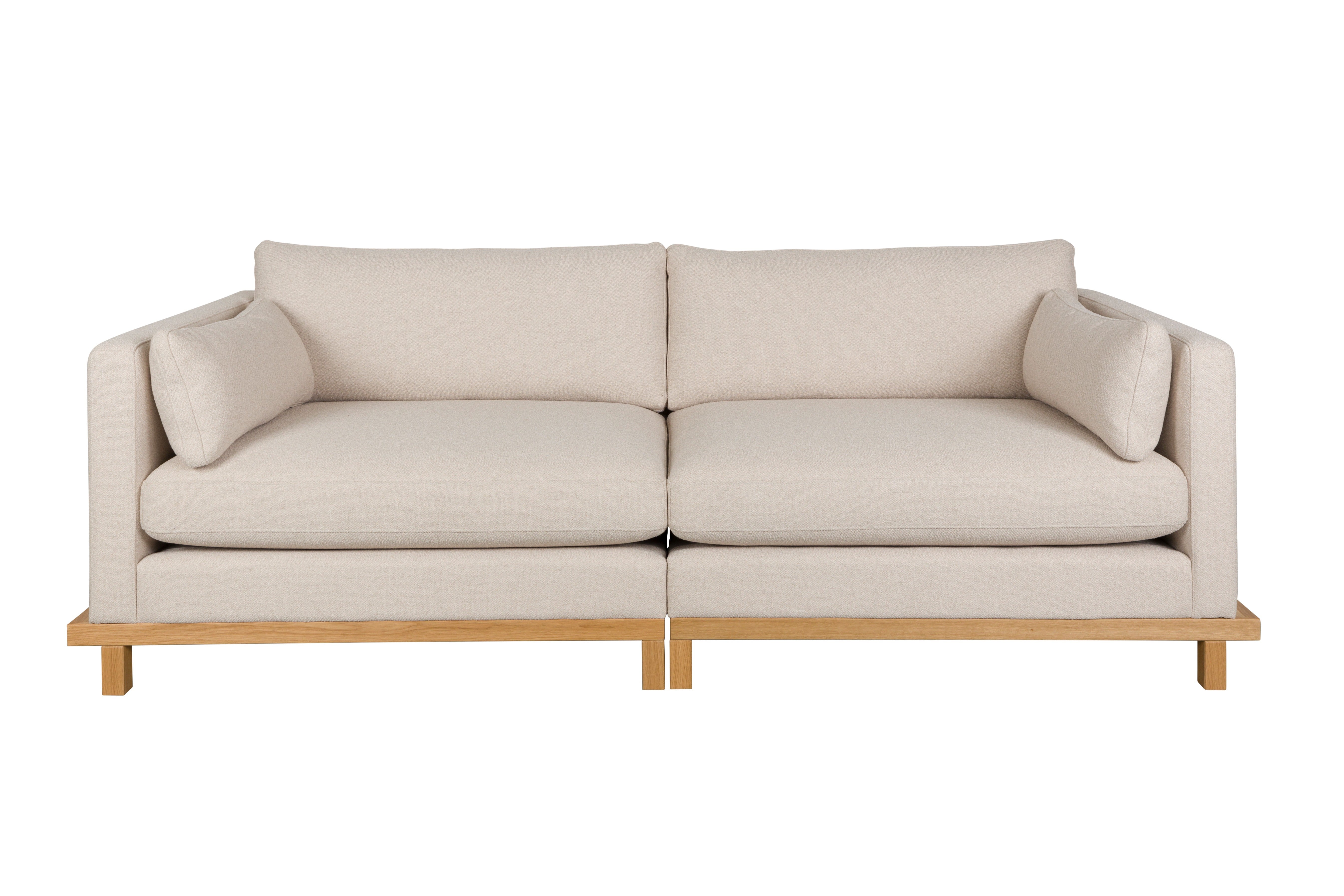Sofa 3-osobowa BLOSSOM beżowy z drewnianą podstawą