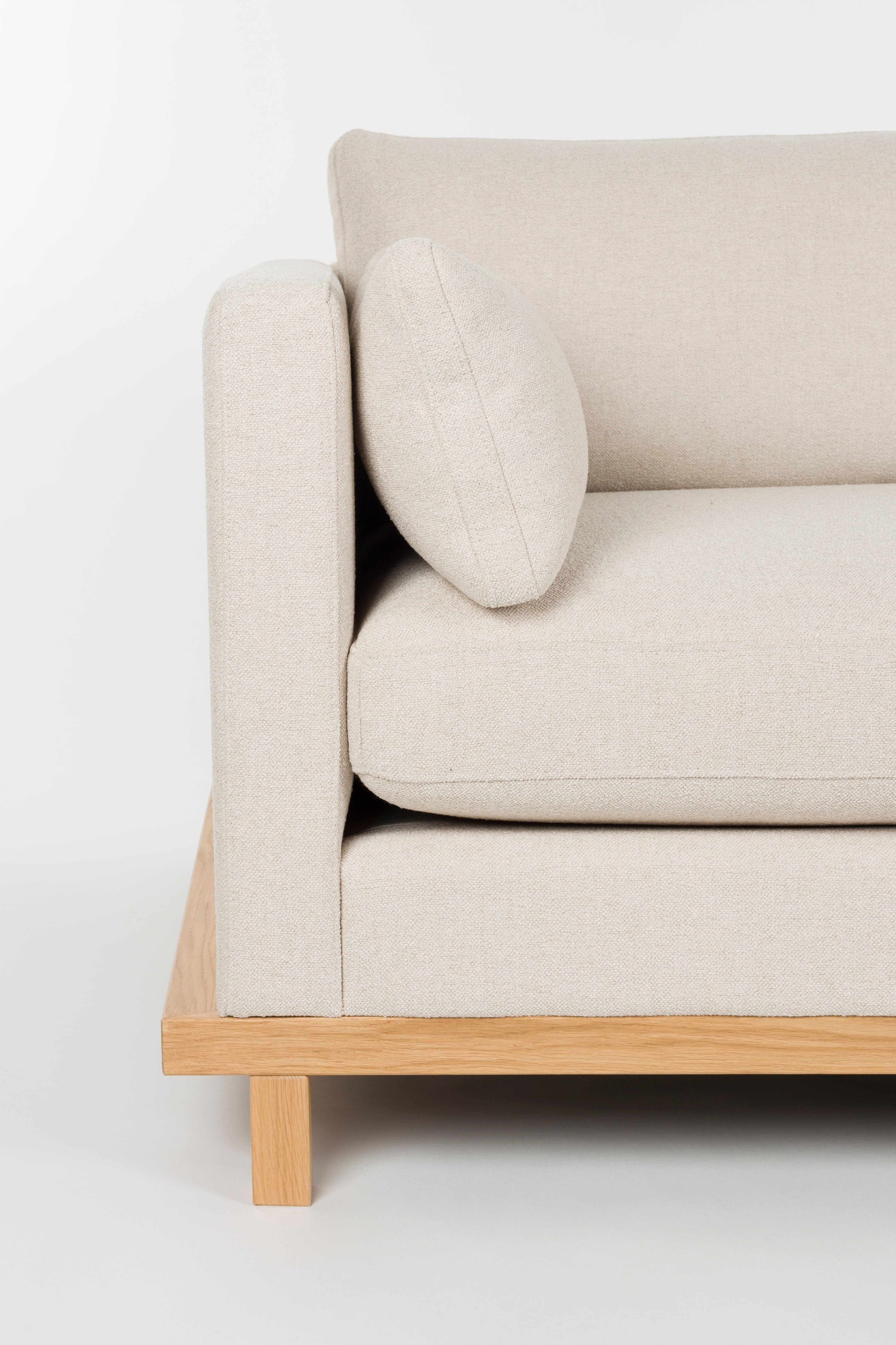 Sofa 4,5-osobowa BLOSSOM beżowy z drewnianą podstawą