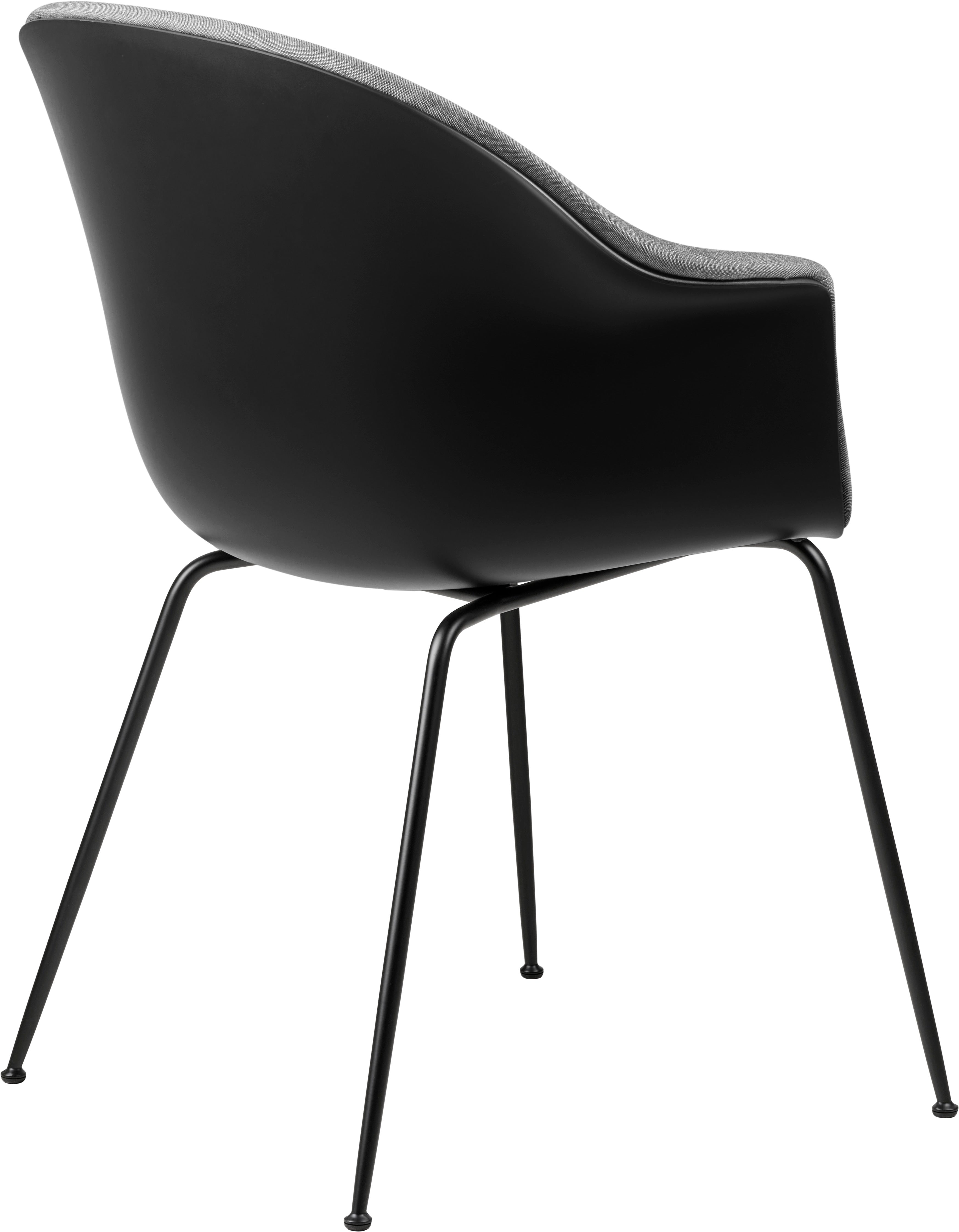 BAT chair in gray with a metal base