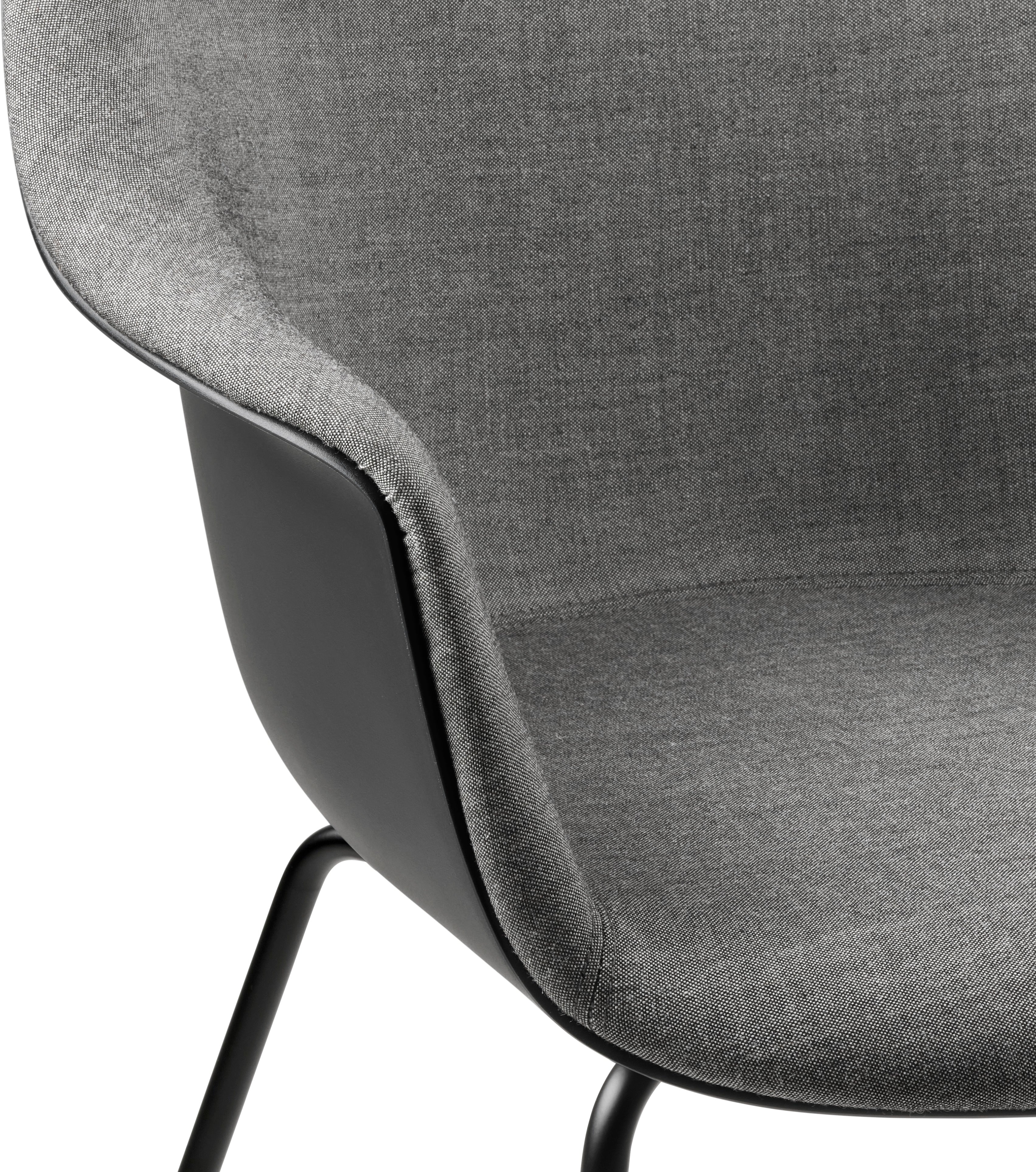 BAT chair in gray with a metal base