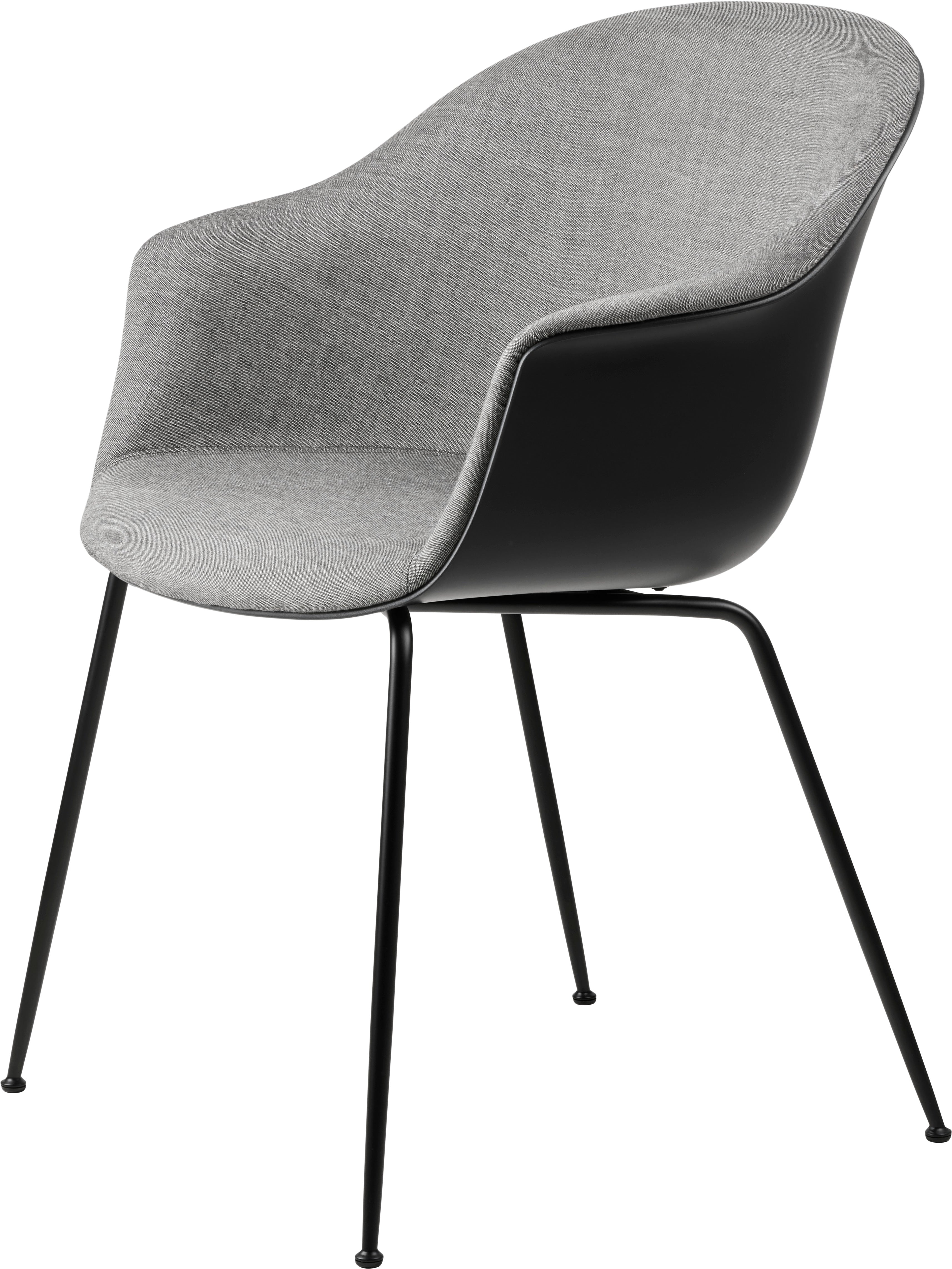 BAT chair in gray with a metal base