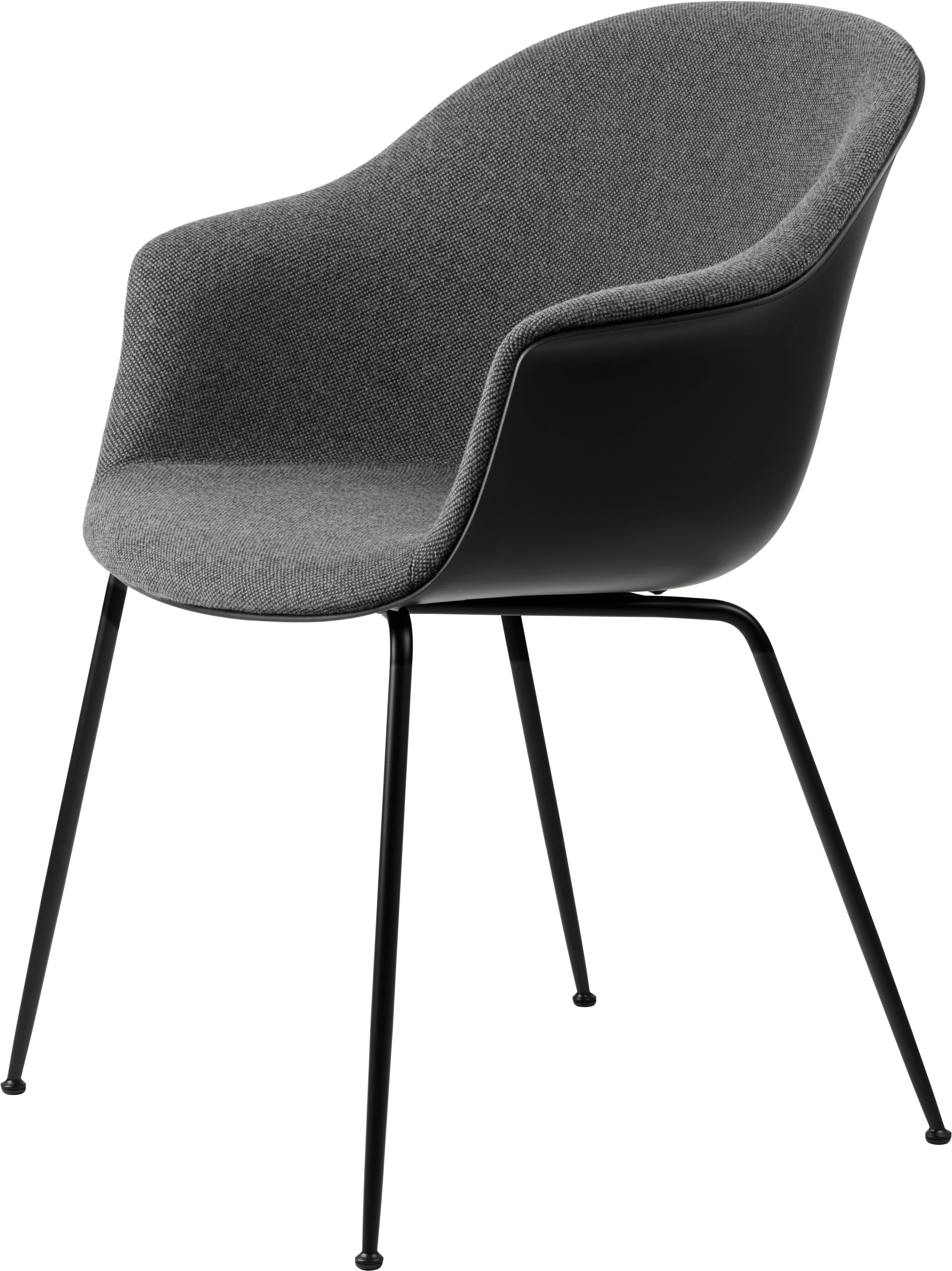 BAT chair in dark gray with a metal base