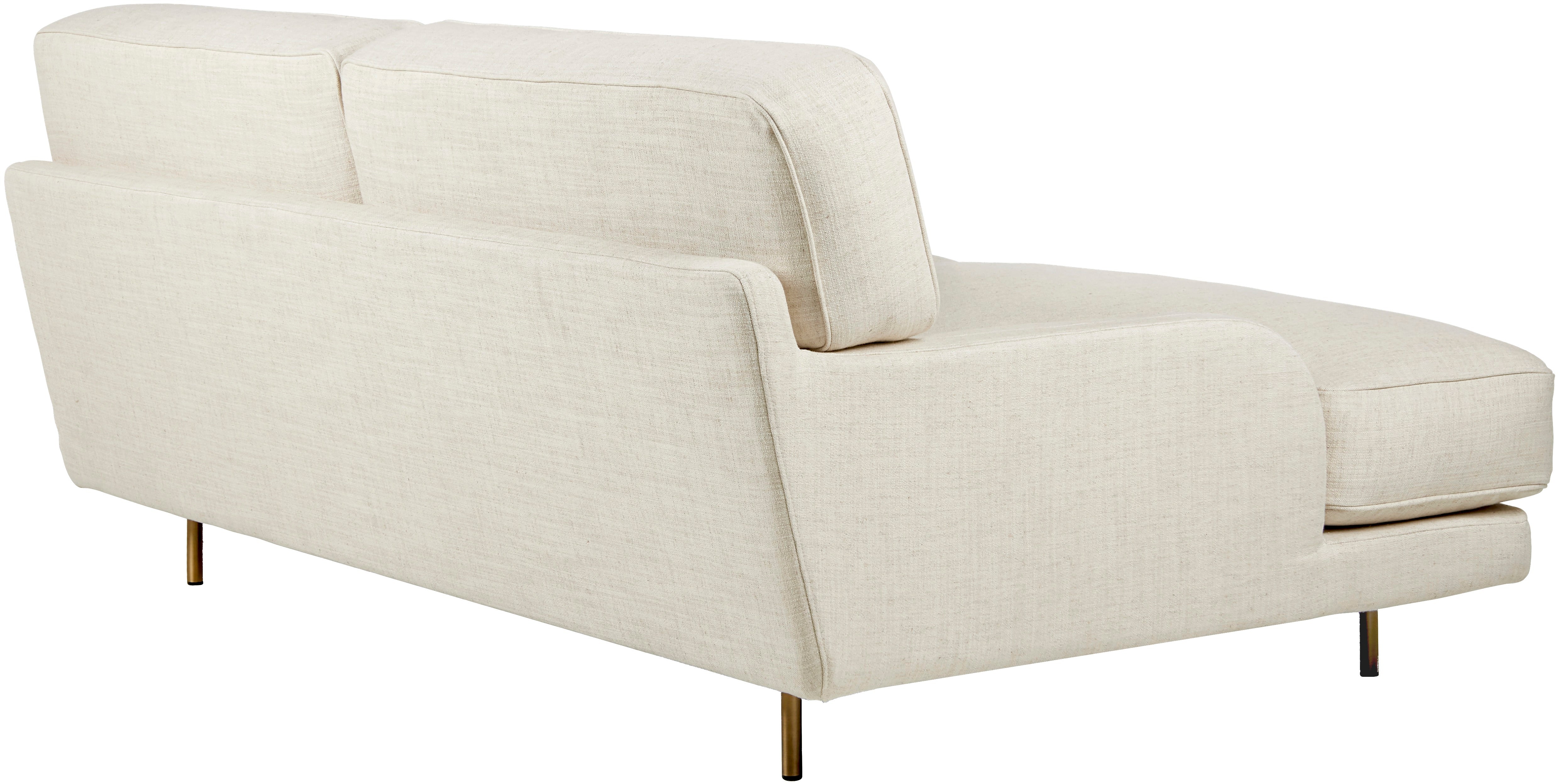 Sofa 2-osobowa FLANEUR tapicerowana z mosiężną podstawą