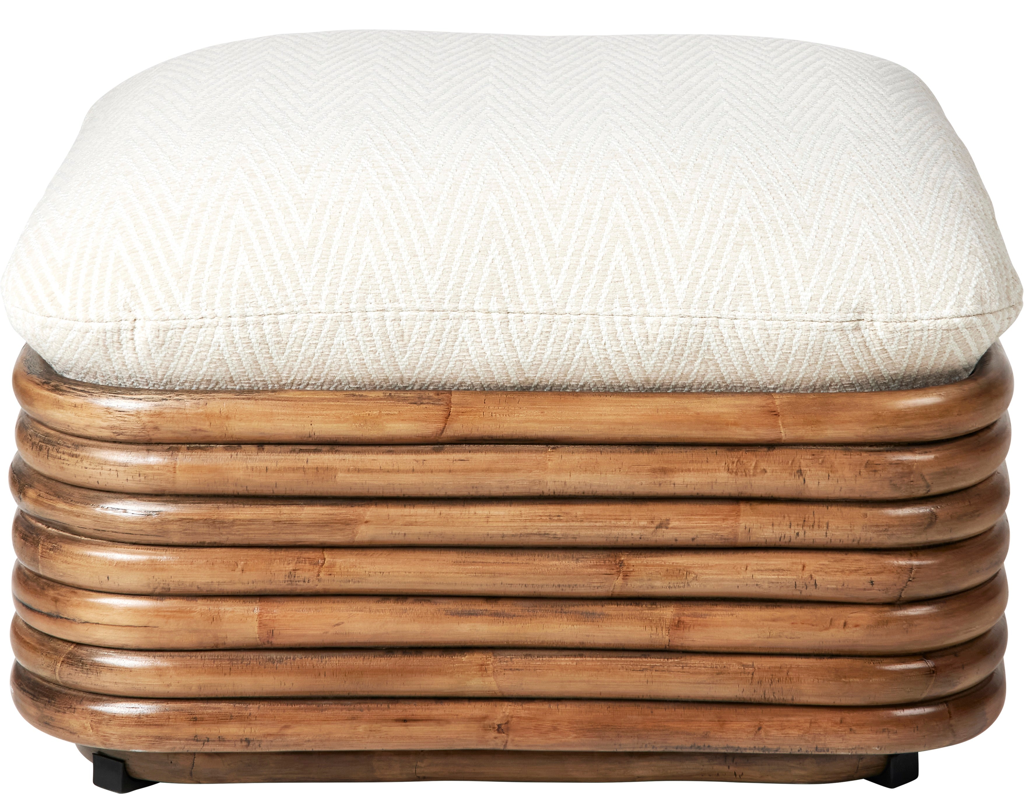 BOHEMIAN 72 pouf upholstered with a rattan base