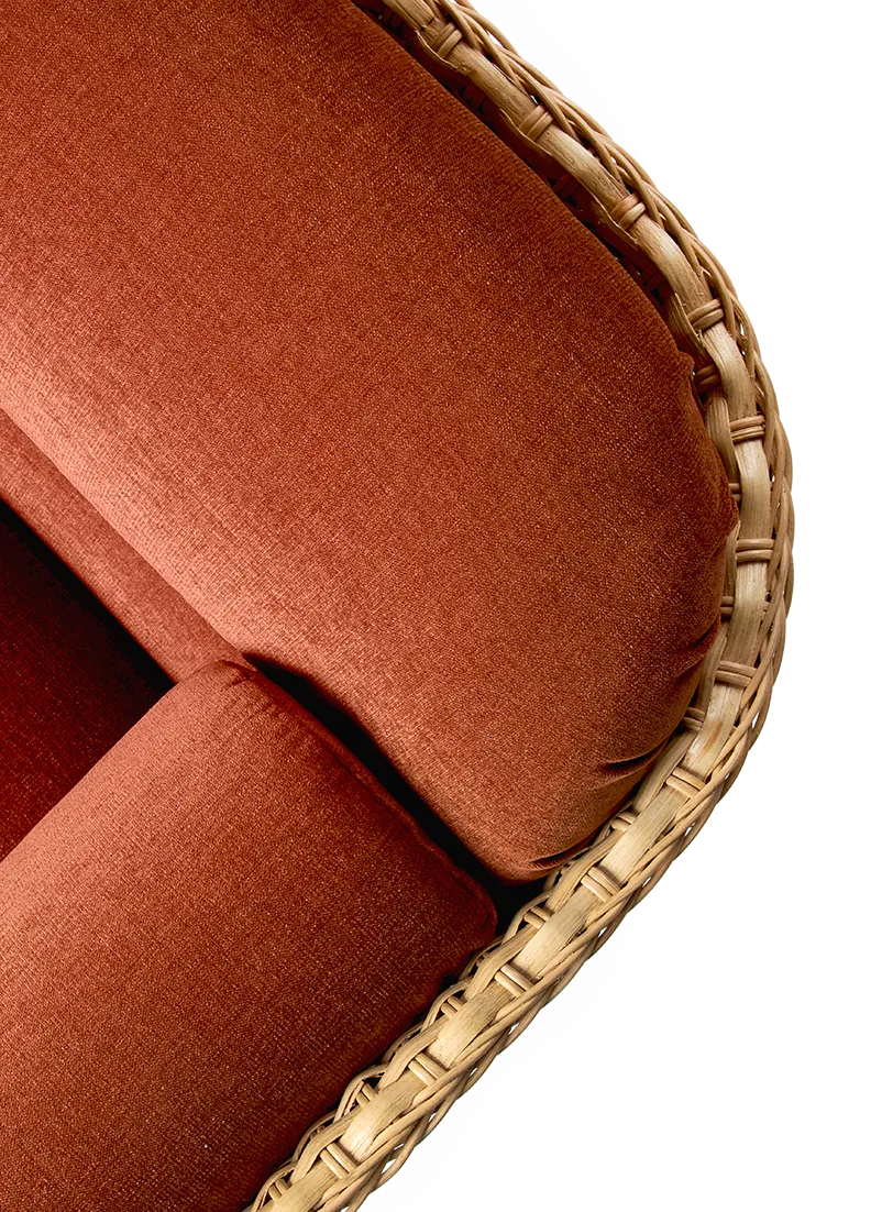 2-Sitzer-Sofa BASKET burgund mit Rattan