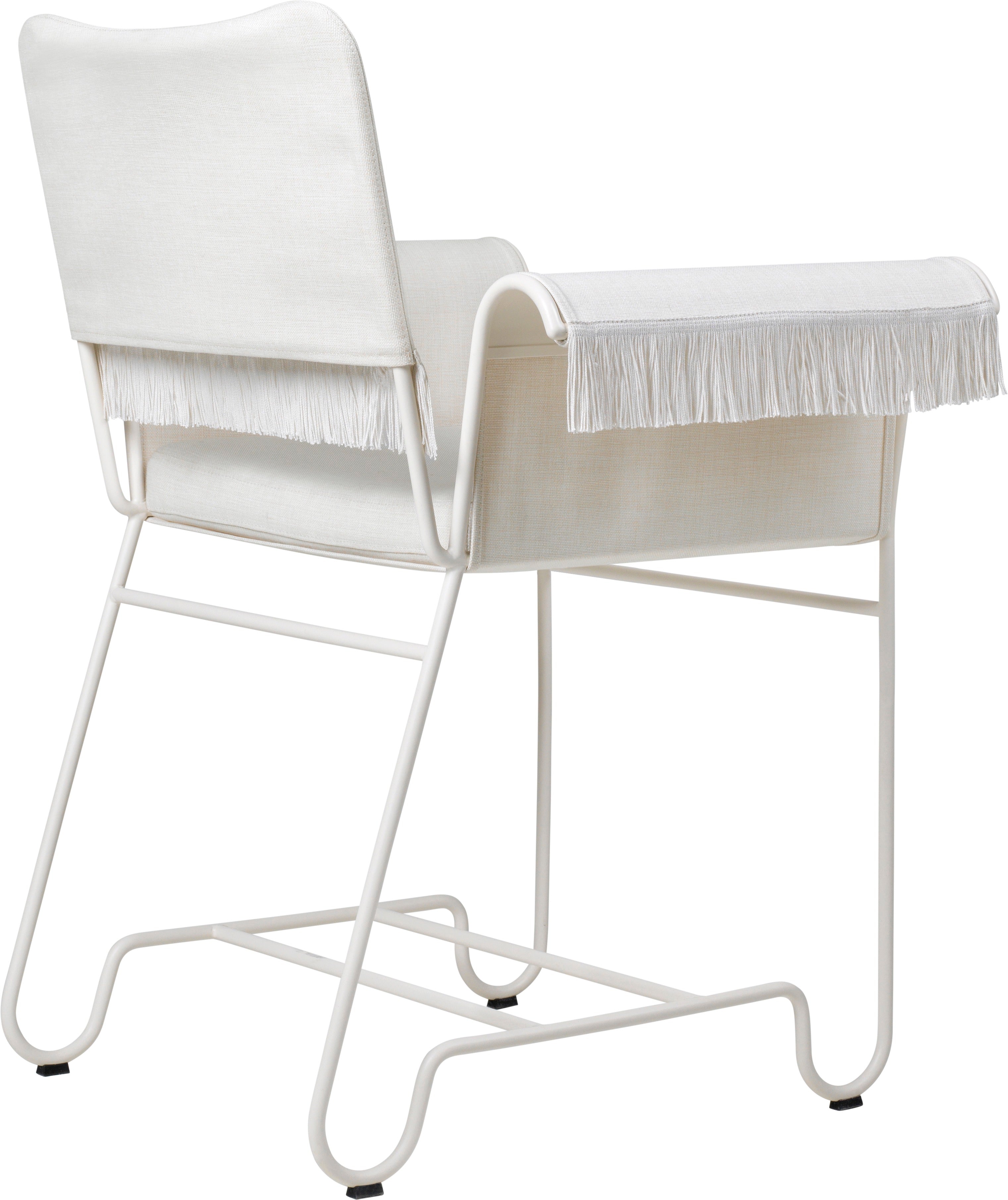 TROPIQUE cream garden chair with a white steel base