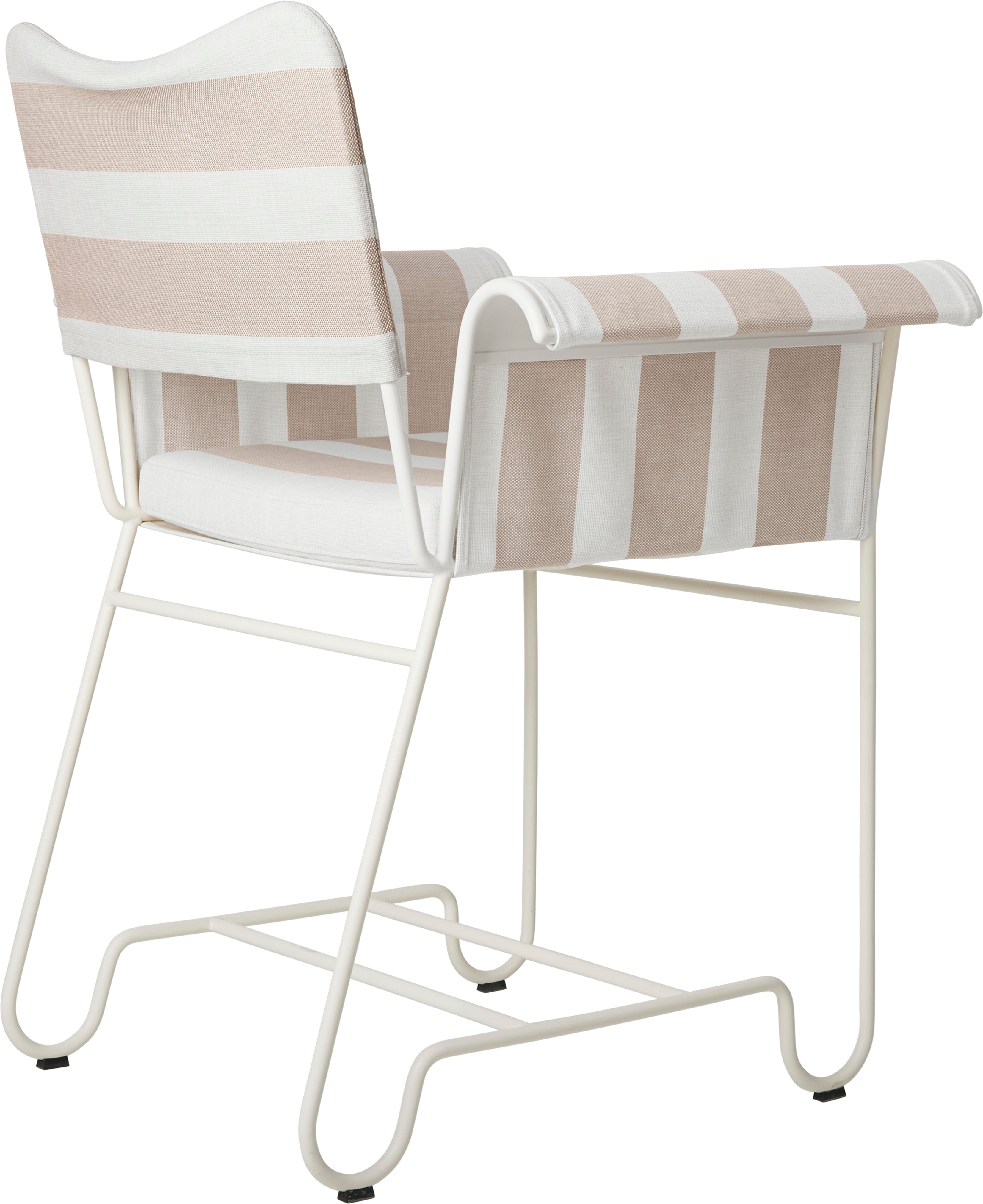 TROPIQUE garden chair in beige and white with a white steel base