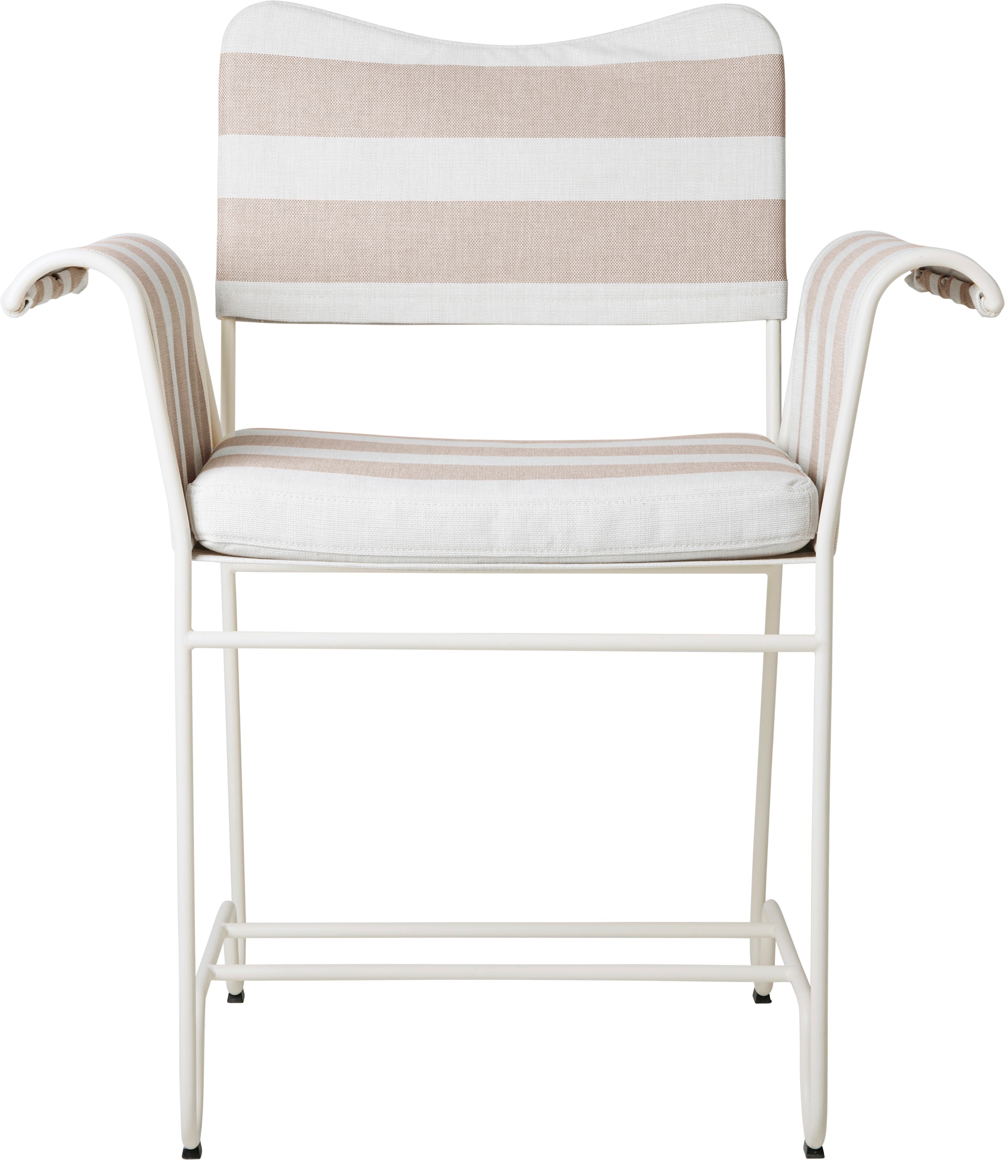 TROPIQUE garden chair in beige and white with a white steel base