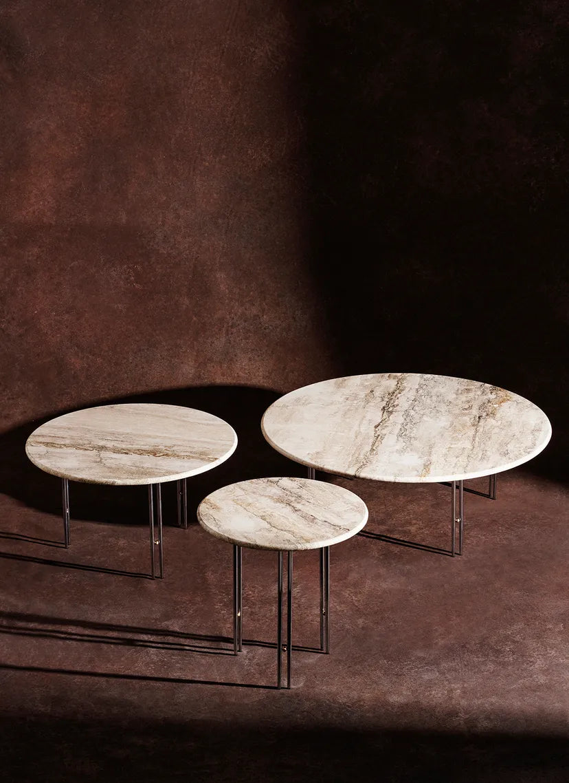 IOI travertine coffee table with chrome base