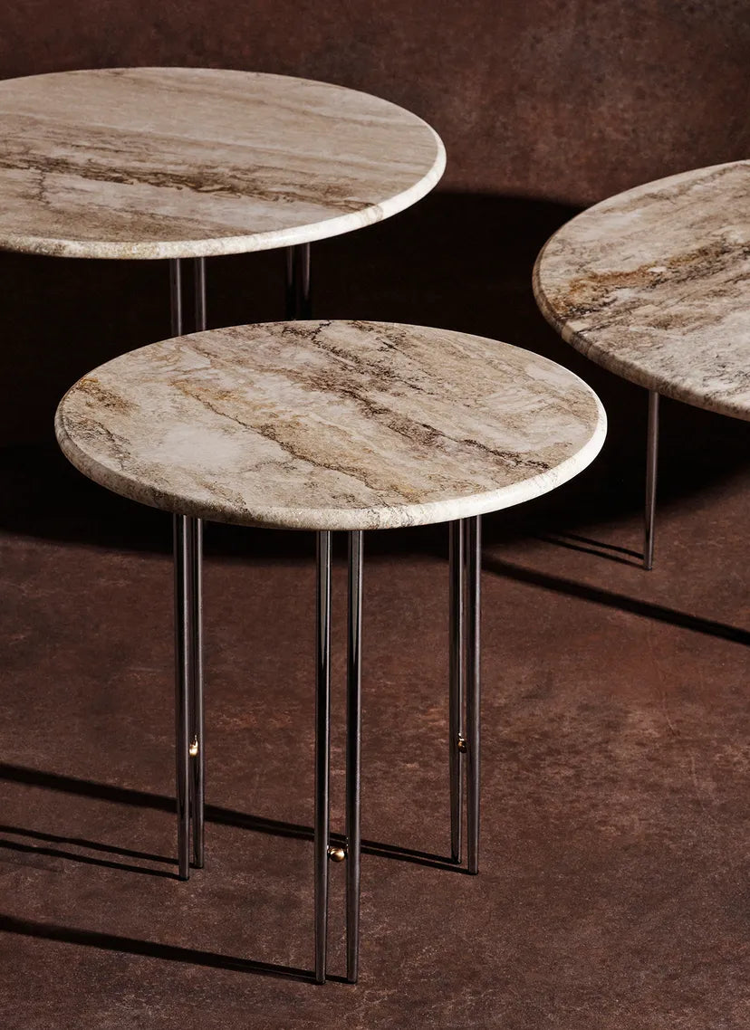 IOI travertine coffee table with chrome base