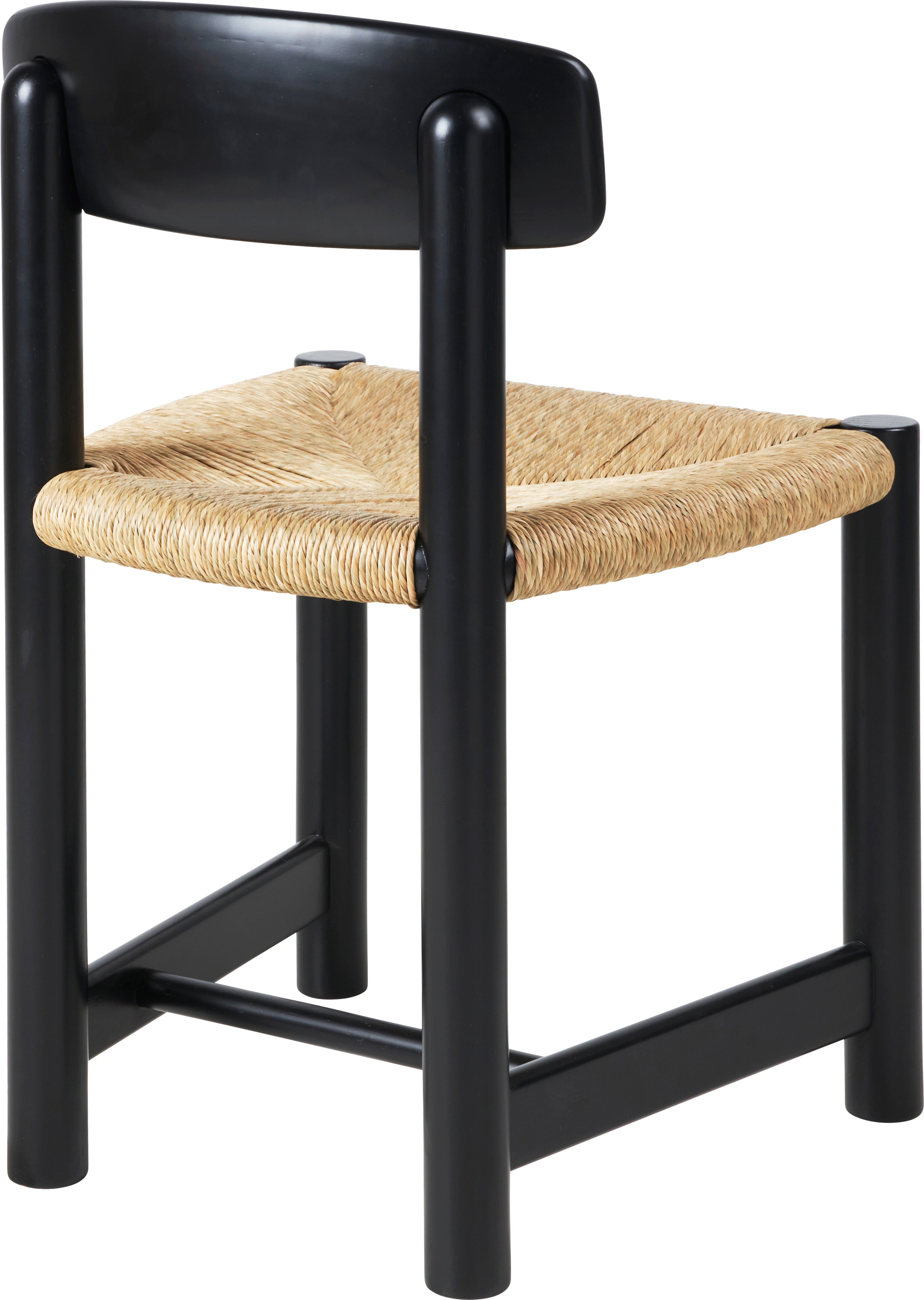 DAUMILLER chair in black pine wood with woven seat