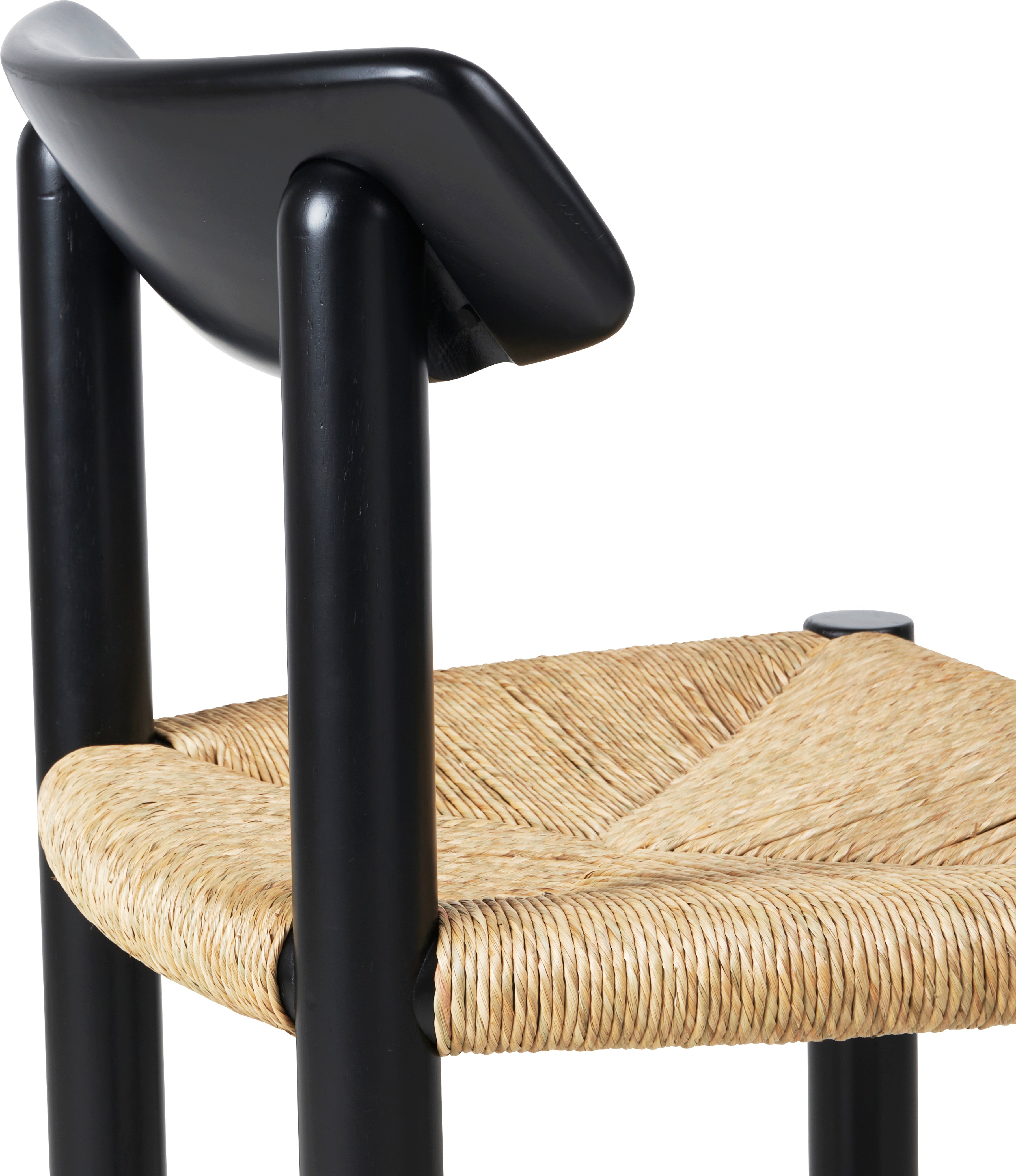 DAUMILLER chair in black pine wood with woven seat