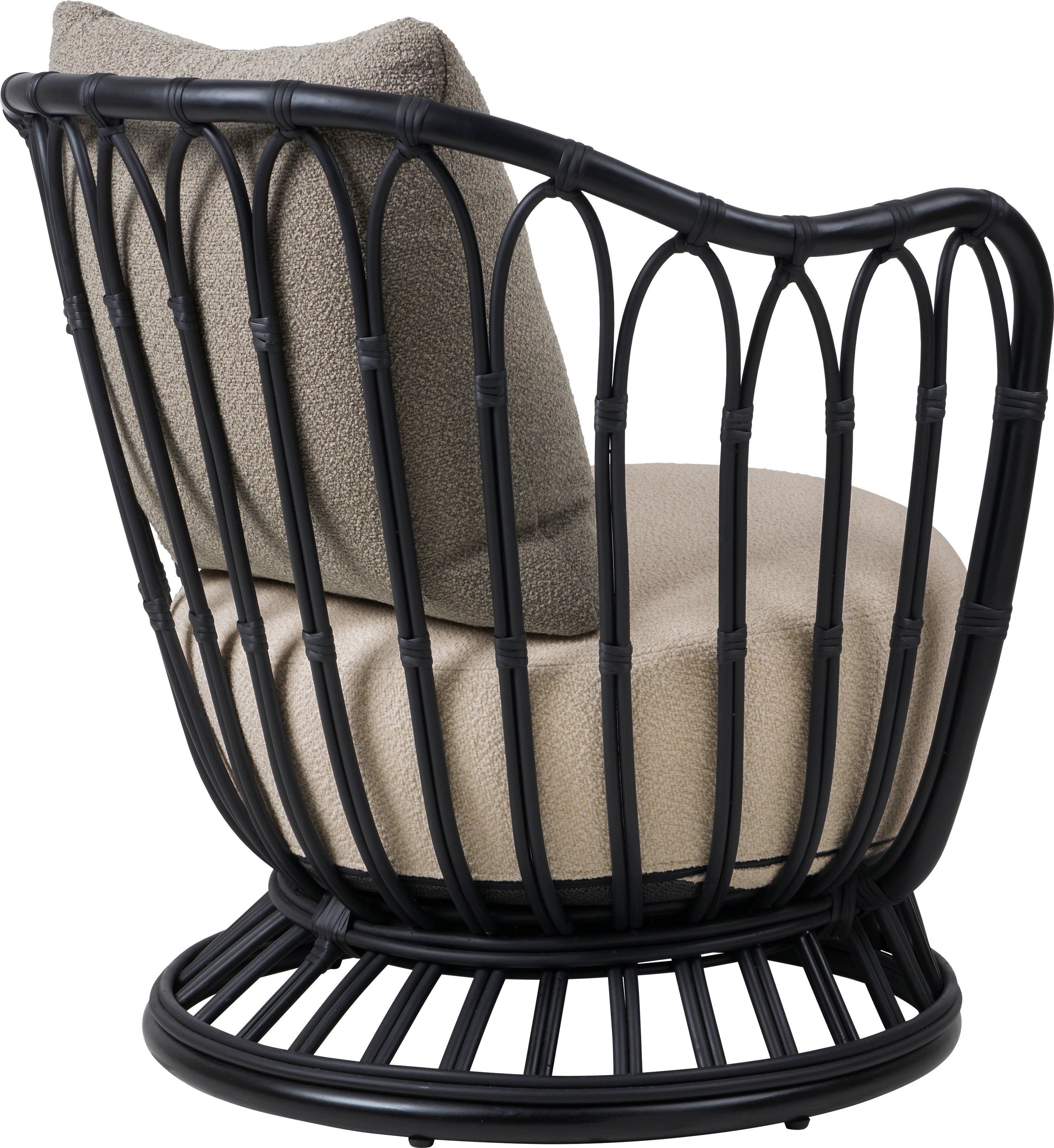 GRACE upholstered garden armchair with a black base