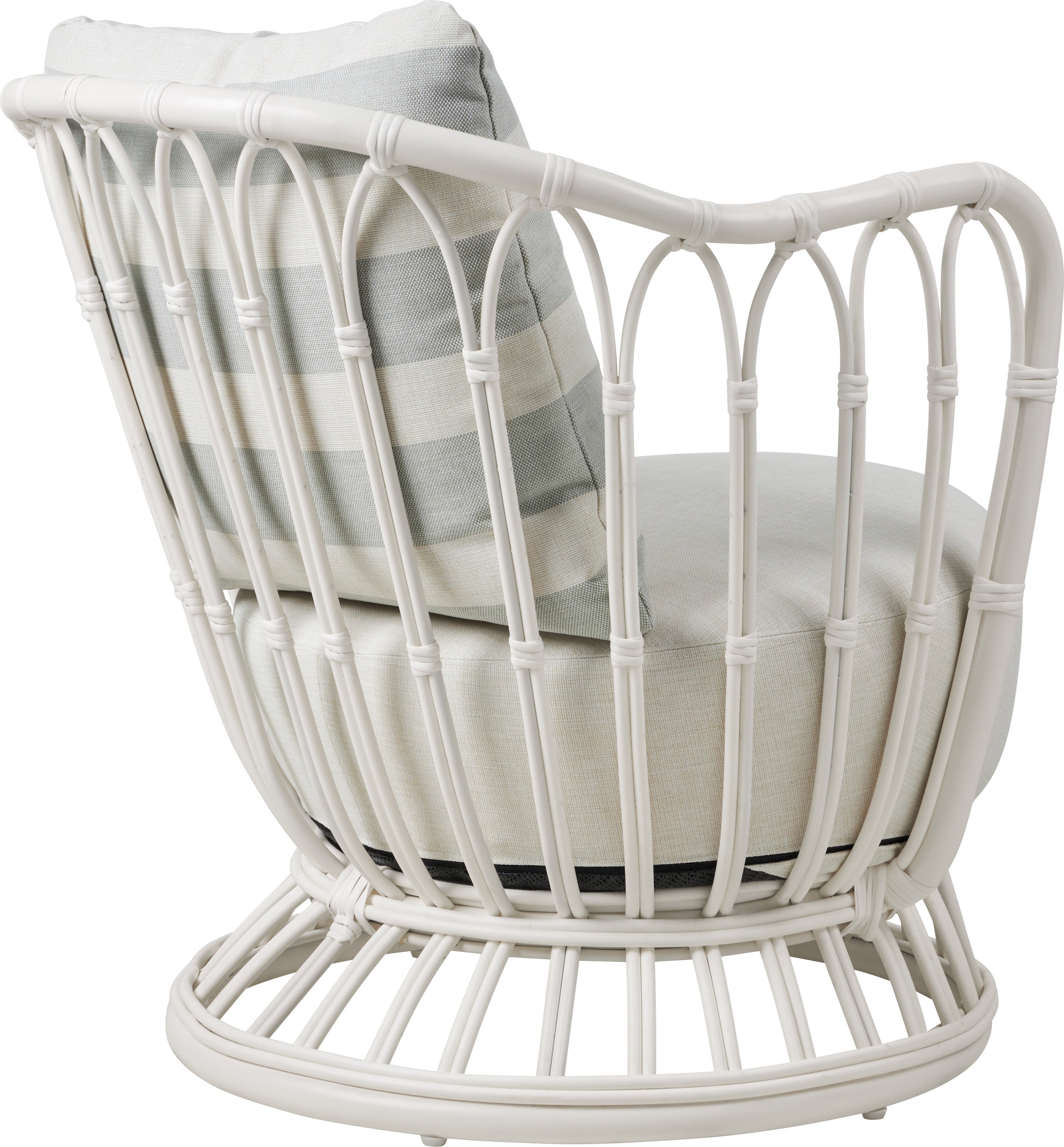 GRACE upholstered garden armchair with a white base