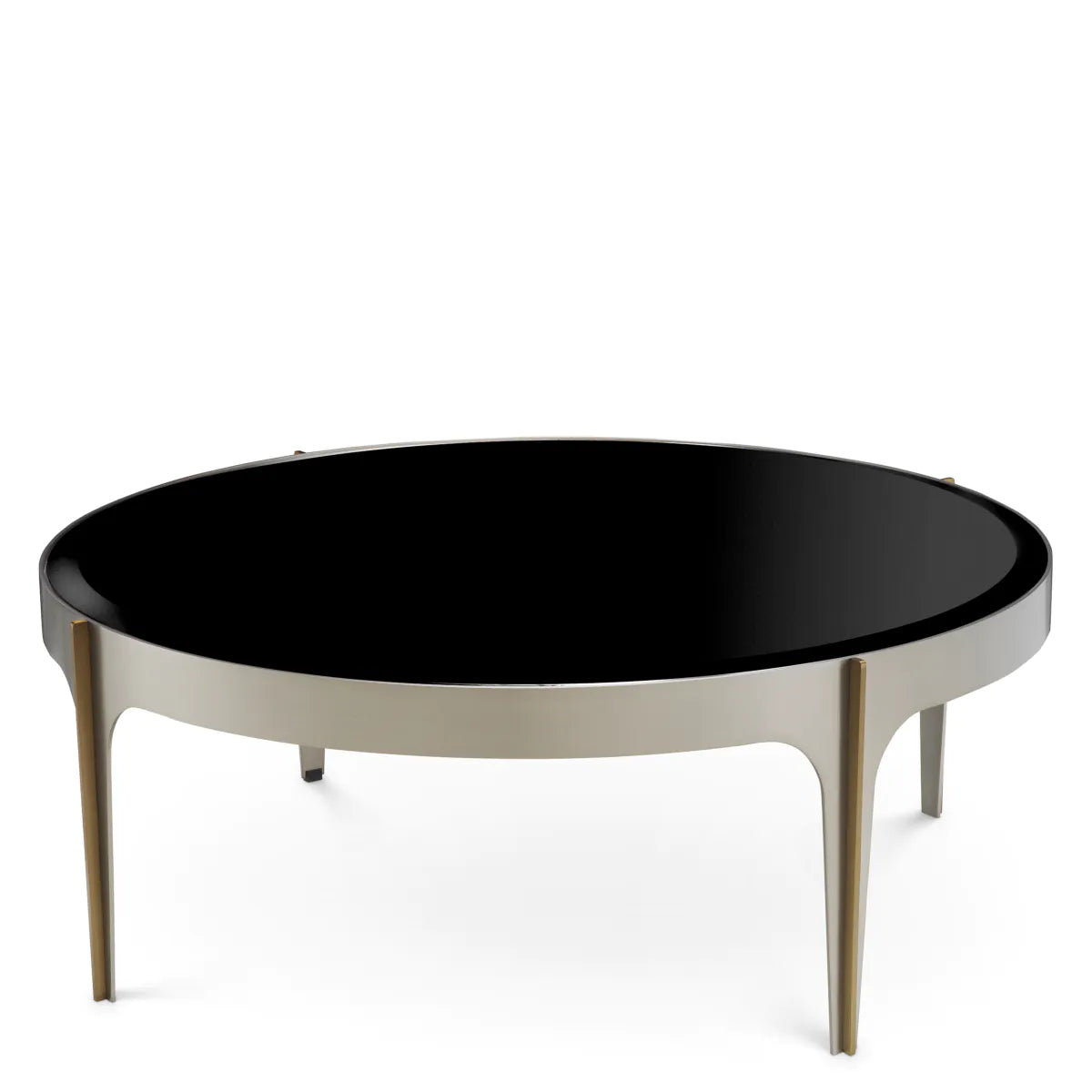 Artemisa Couchtisch, schwarzes Glas mit einer Stahlbasis