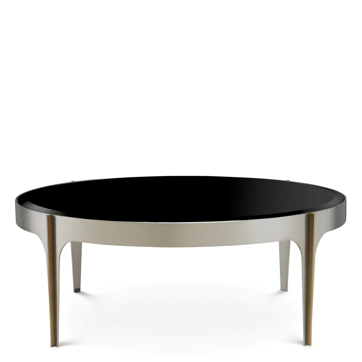 Artemisa Couchtisch, schwarzes Glas mit einer Stahlbasis