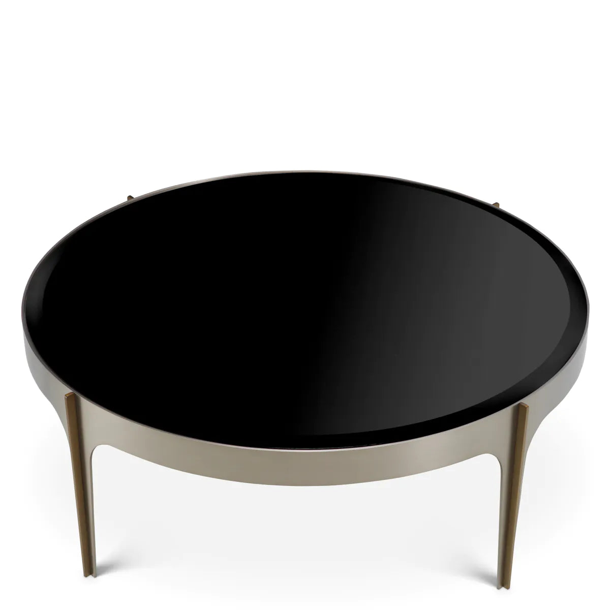 Artemisa Couchtisch, schwarzes Glas mit einer Stahlbasis