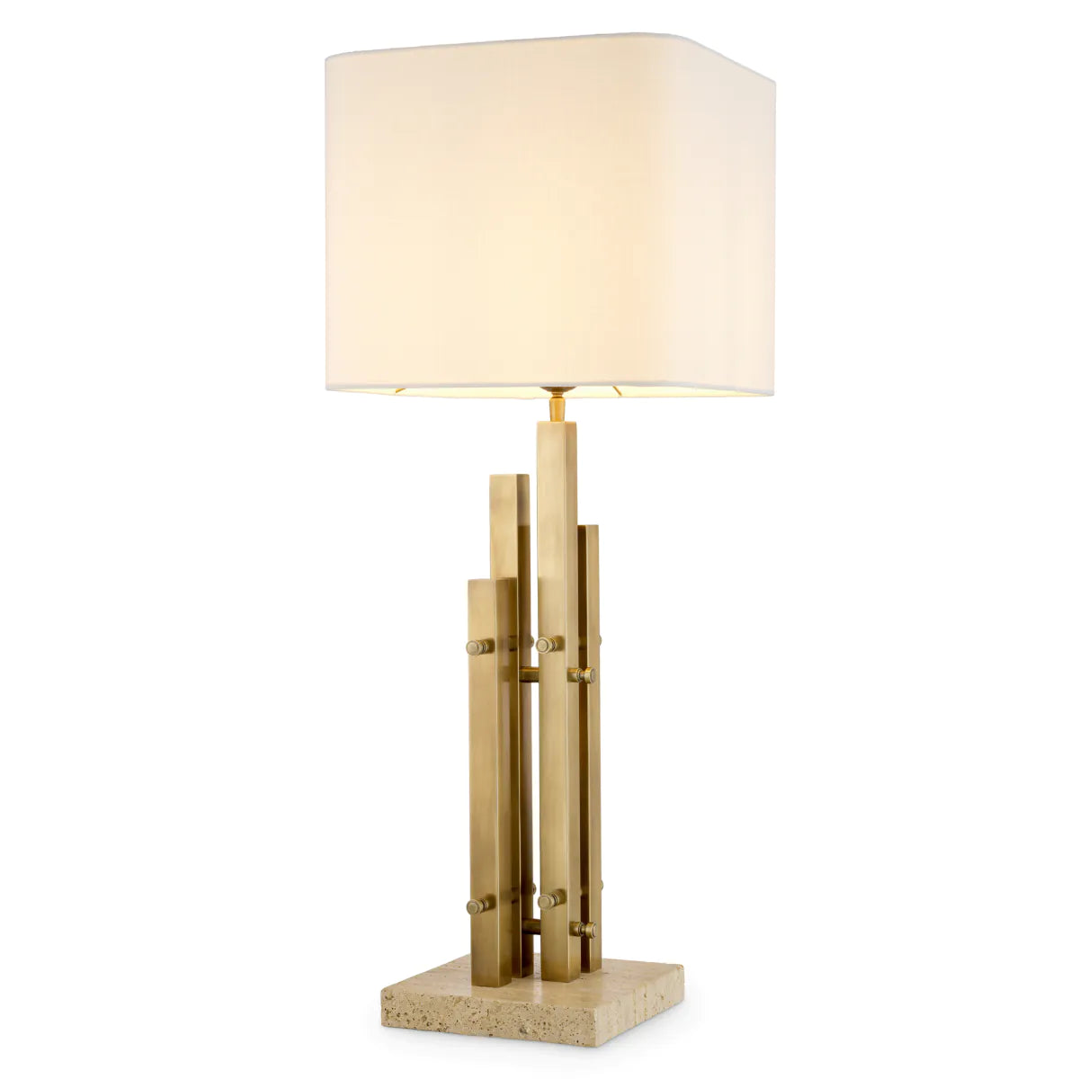 Lampa stołowa DESTINO stal z trawertynową podstawą