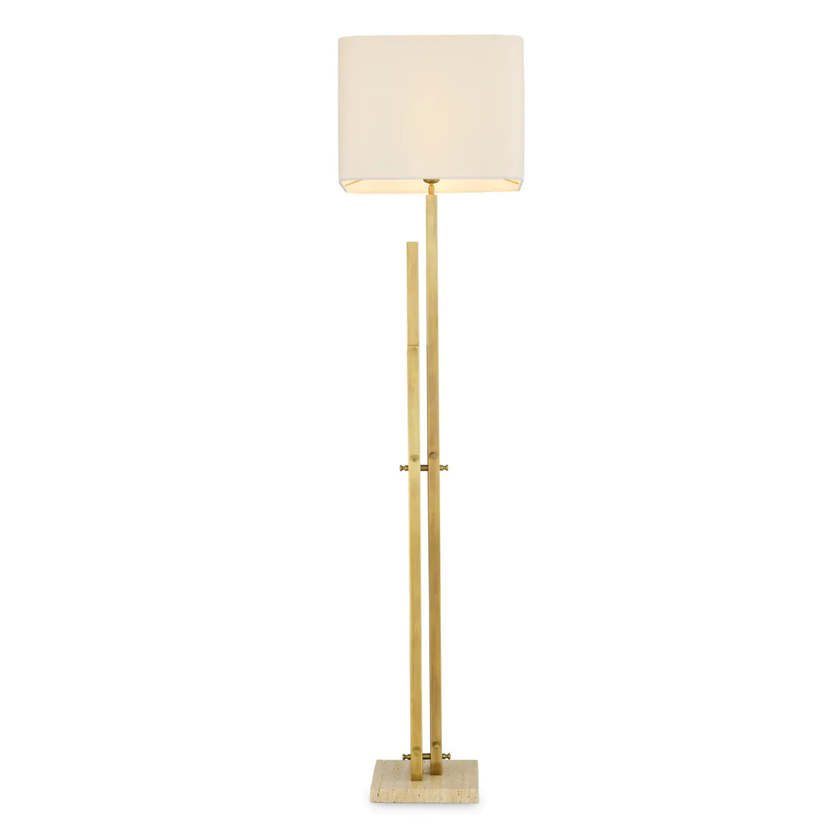 Stehlampe DESTINO gold mit travertinbasem