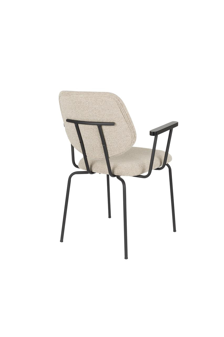 Armlehnstuhl ZELO beige mit schwarzem Gestell