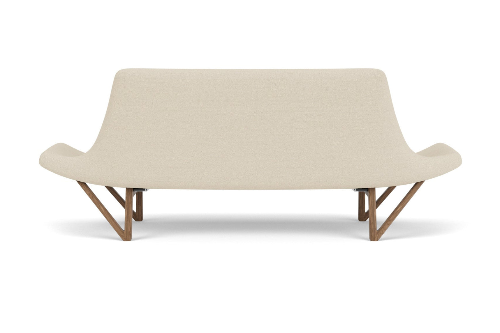 Sofa PAGODE kremowy z orzechową podstawą