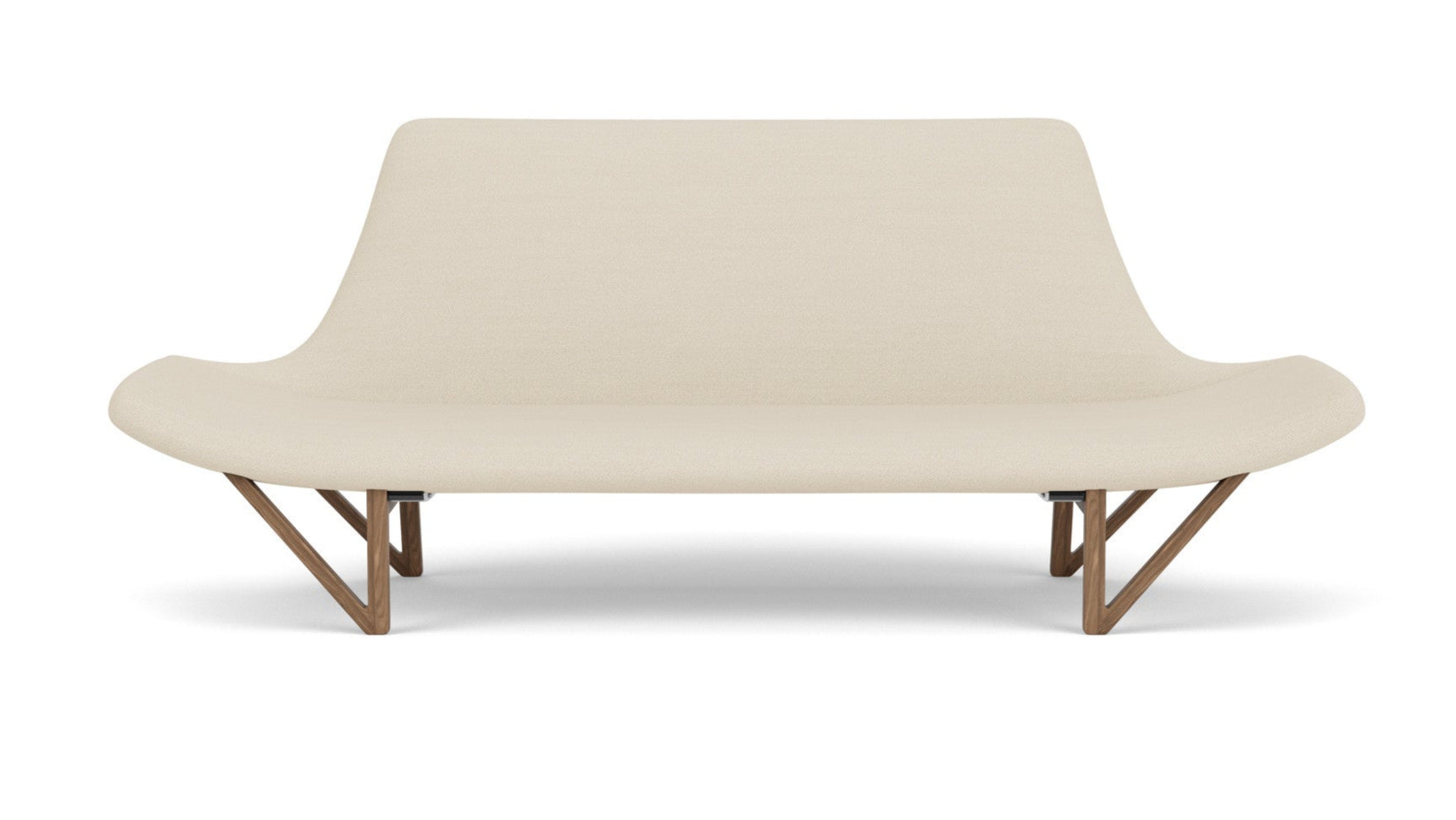 Sofa PAGODE kremowy z orzechową podstawą