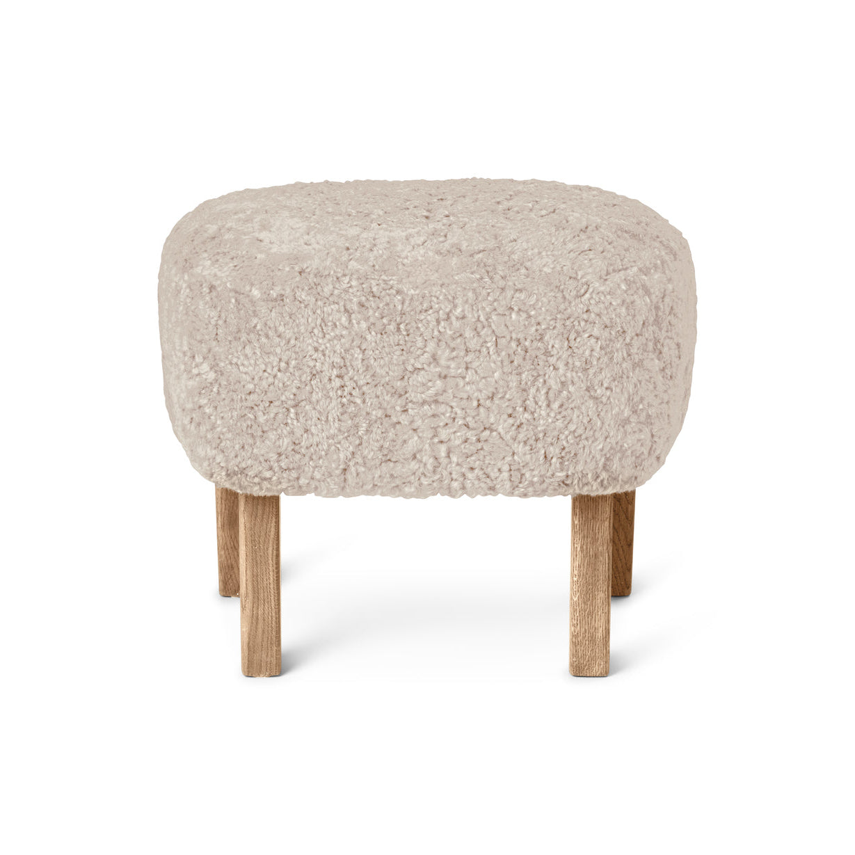 INGEBORG Footstool Sheepskin with Oak Base