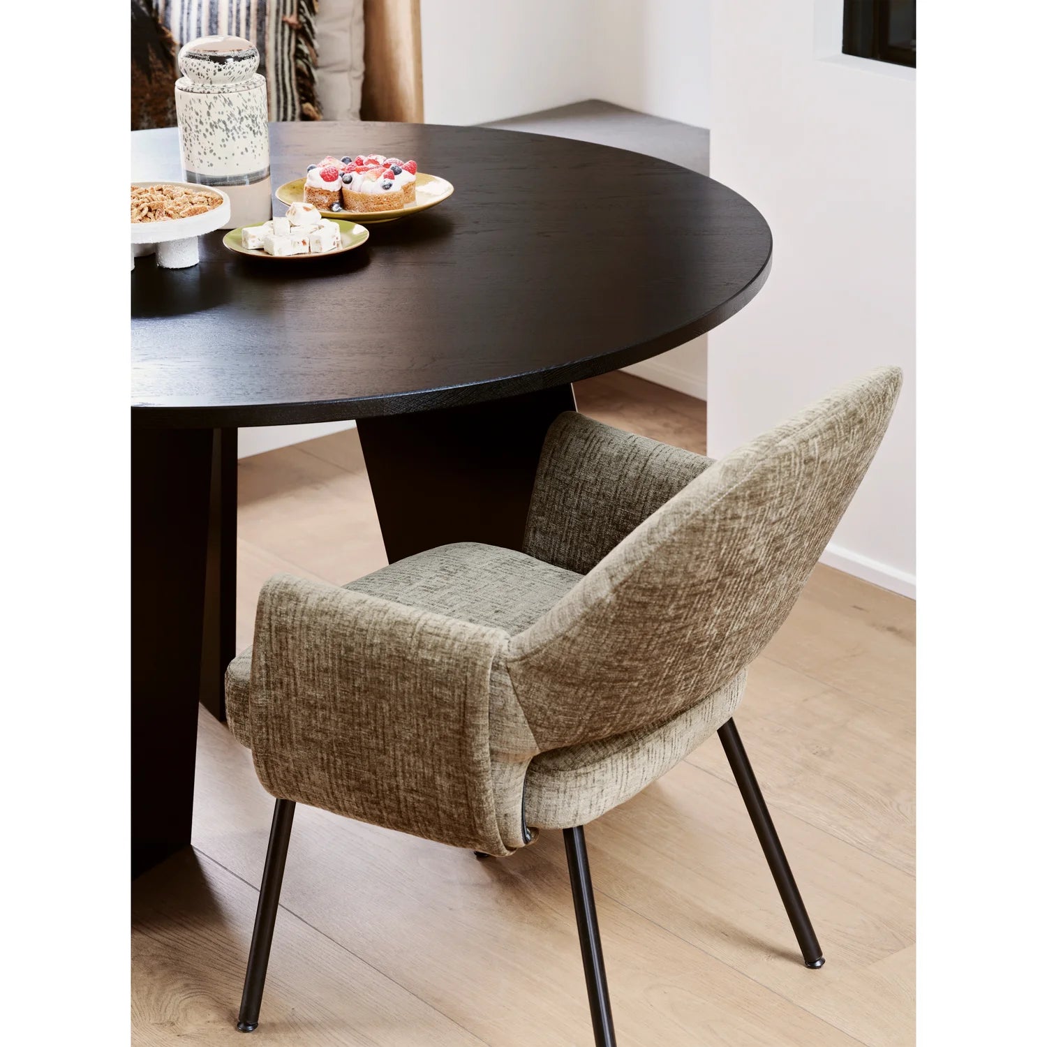 Black round table