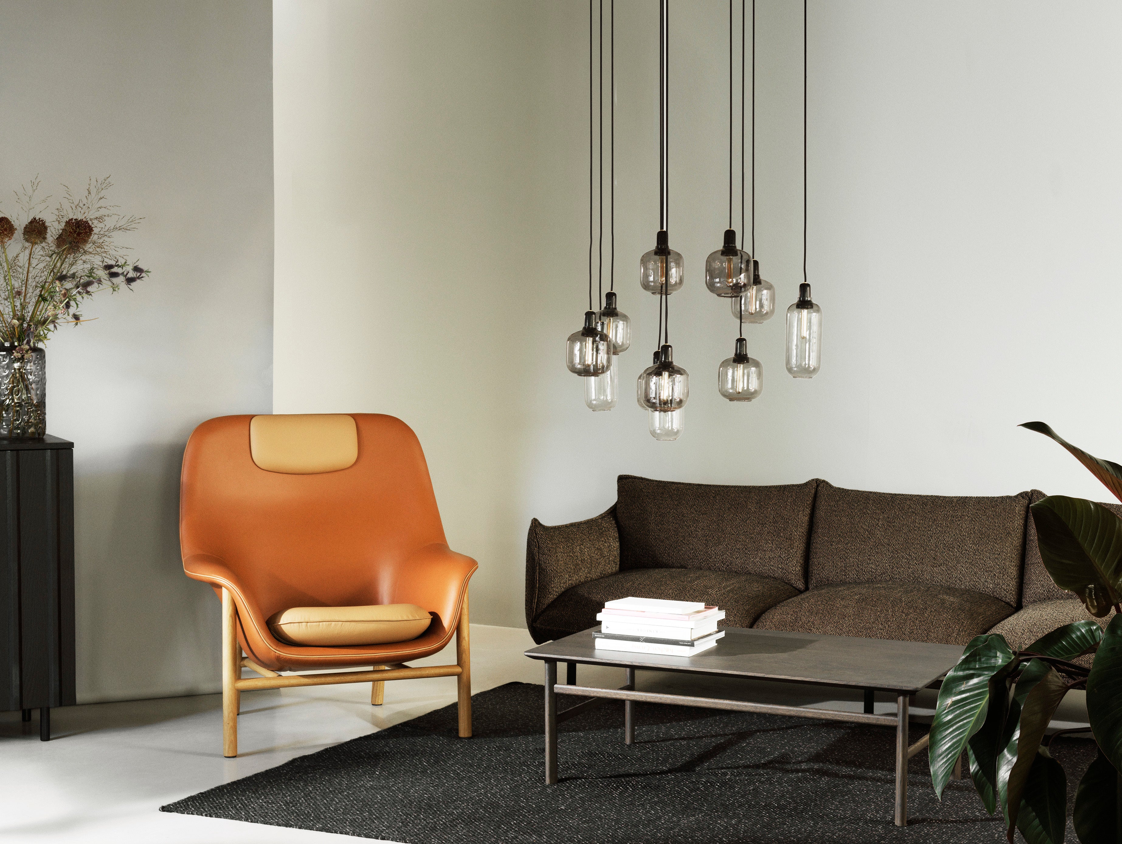 AMP LARGE Pendelleuchte, Rauchglas mit schwarzem Marmor