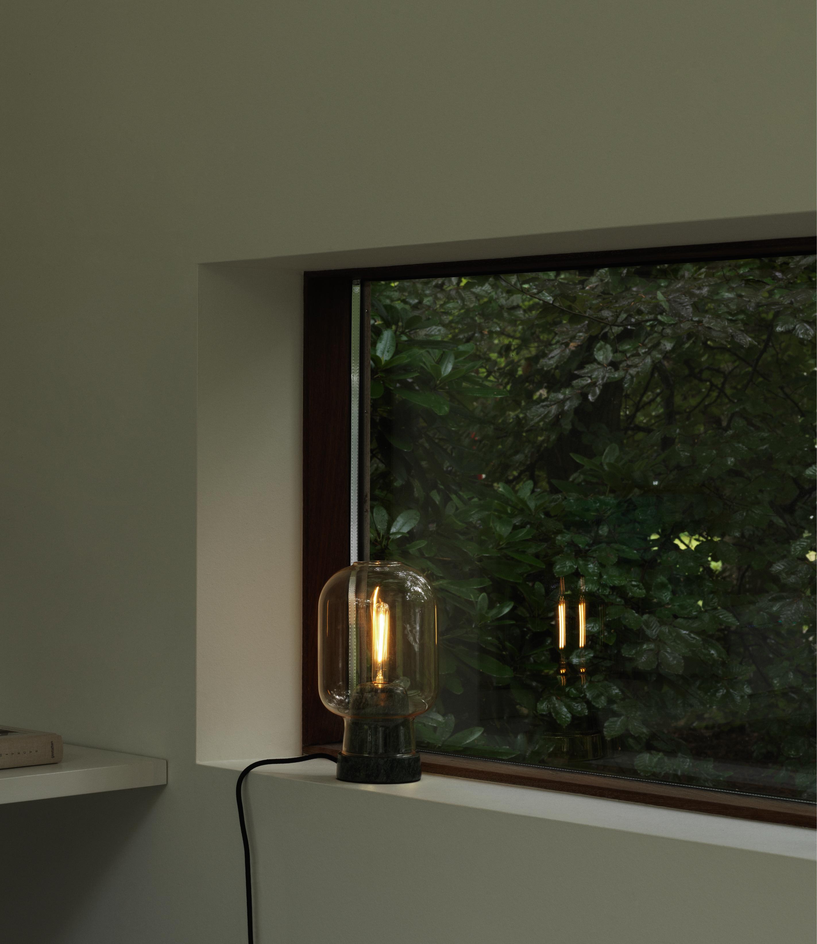 Lampa stołowa AMP żółte szkło z zielonym marmurem