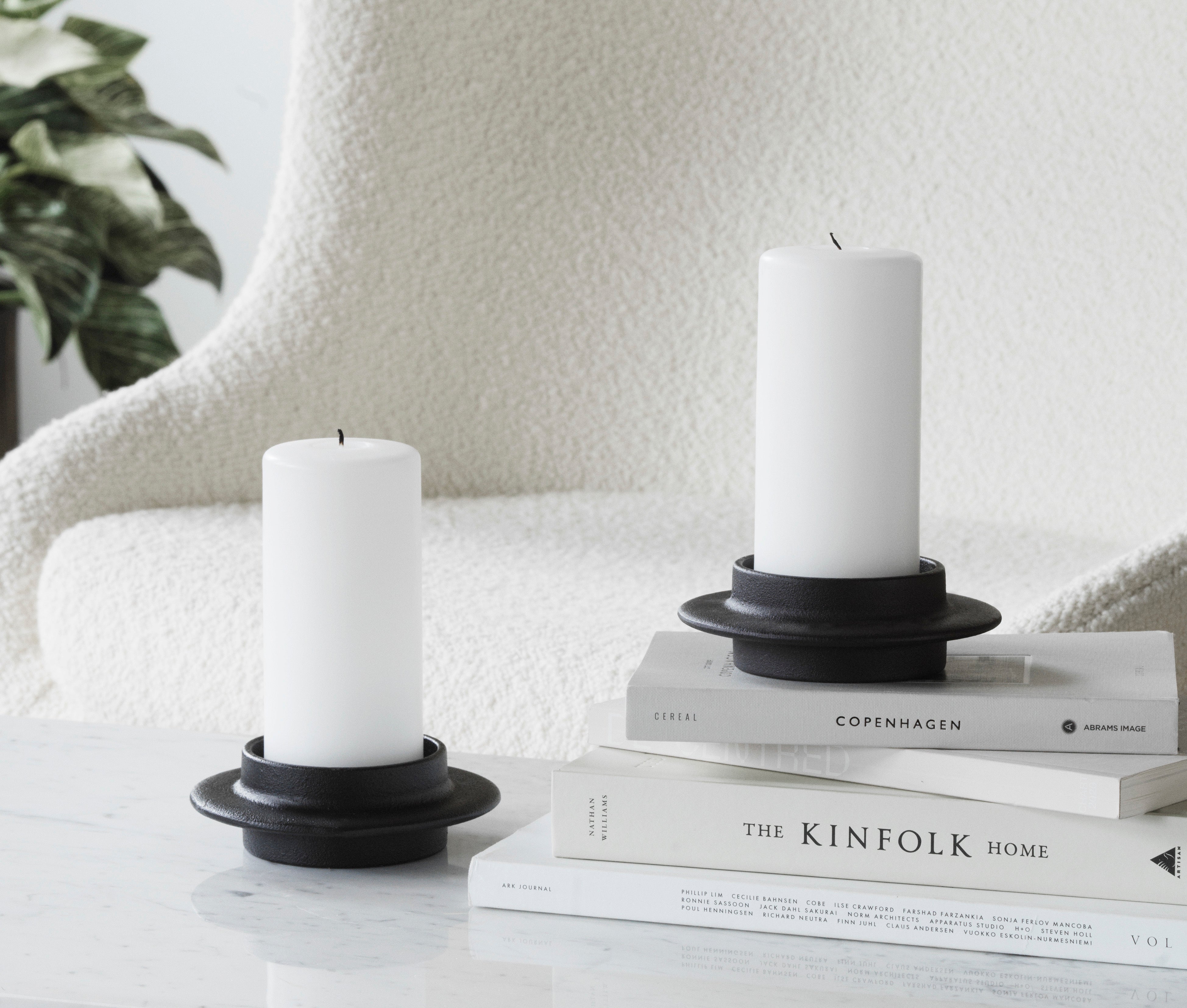 HEIMA BLOCK CANDLE Black Cast Iron Candle Holder