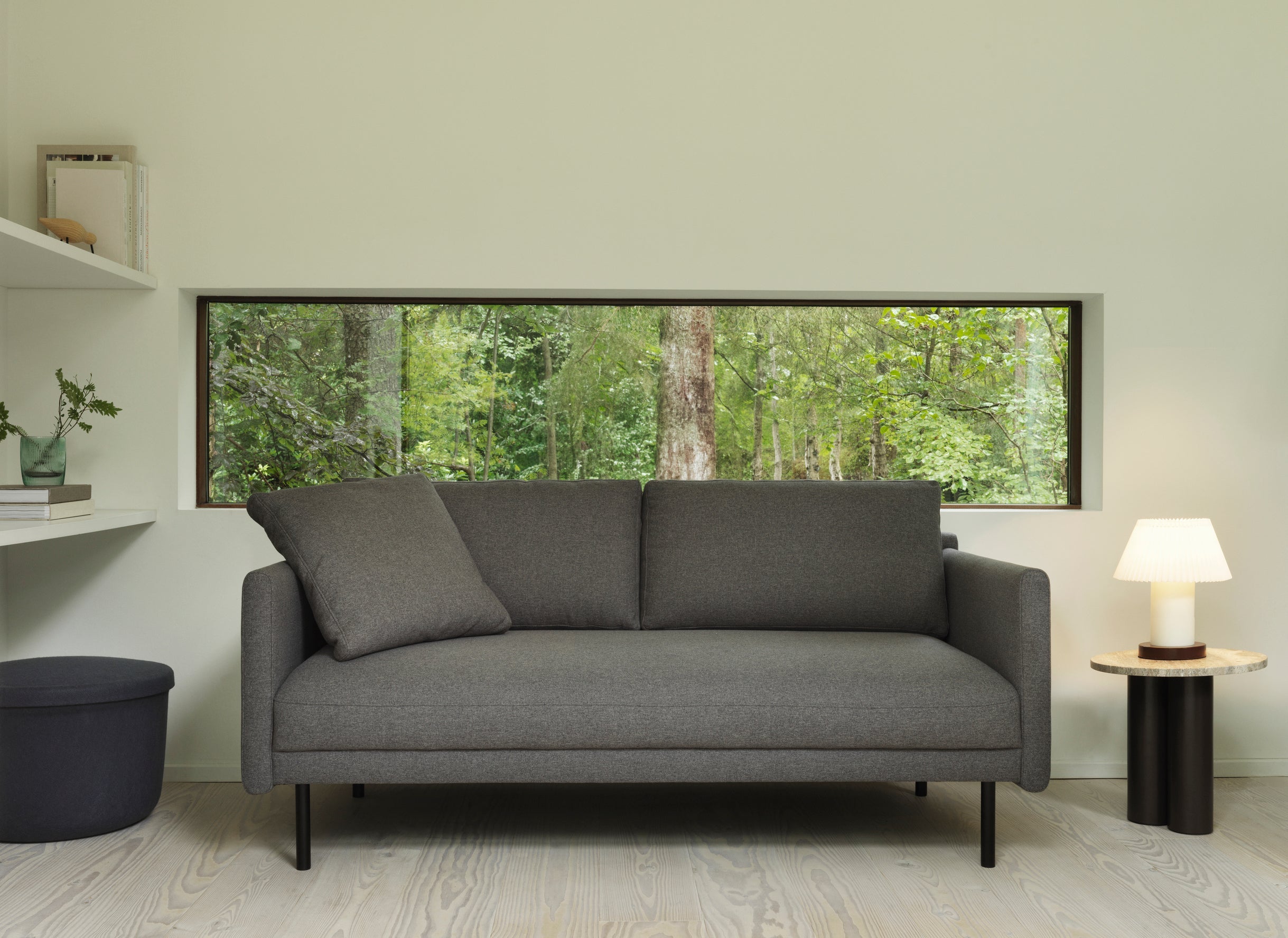 Pouf with hide blue storage