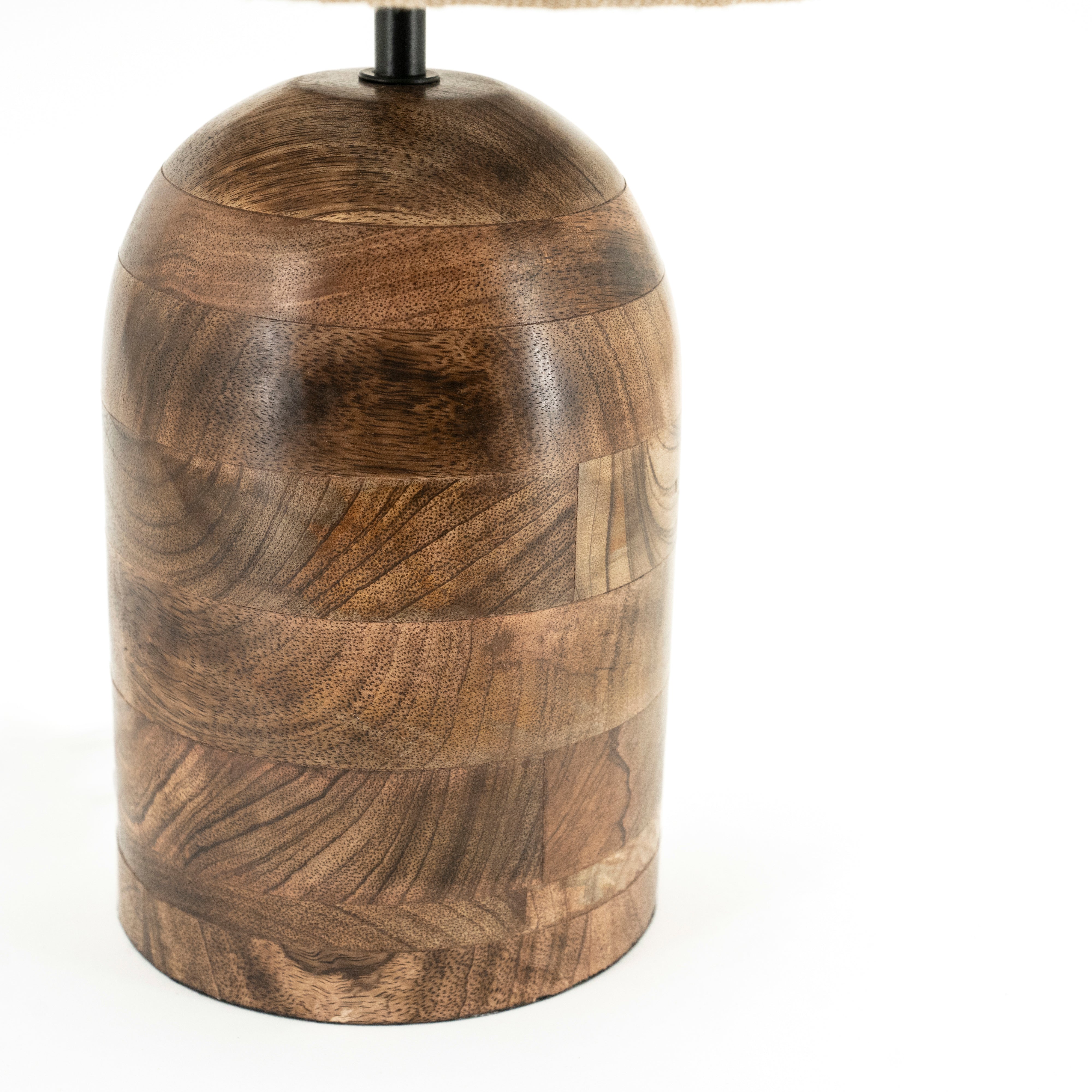 Lampa stołowa GADJA juta z drewnianą podstawą