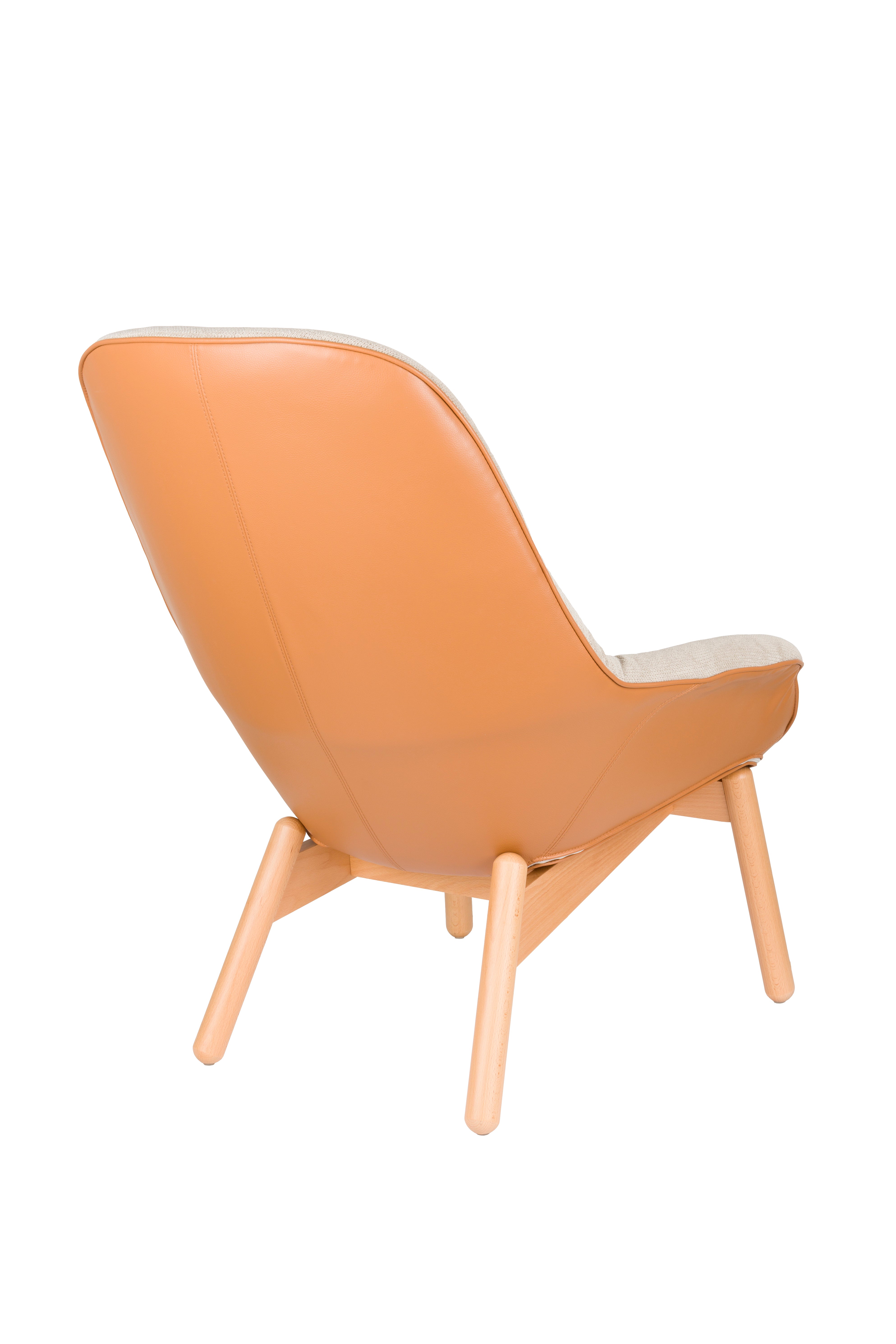DUKE beige armchair with wooden base