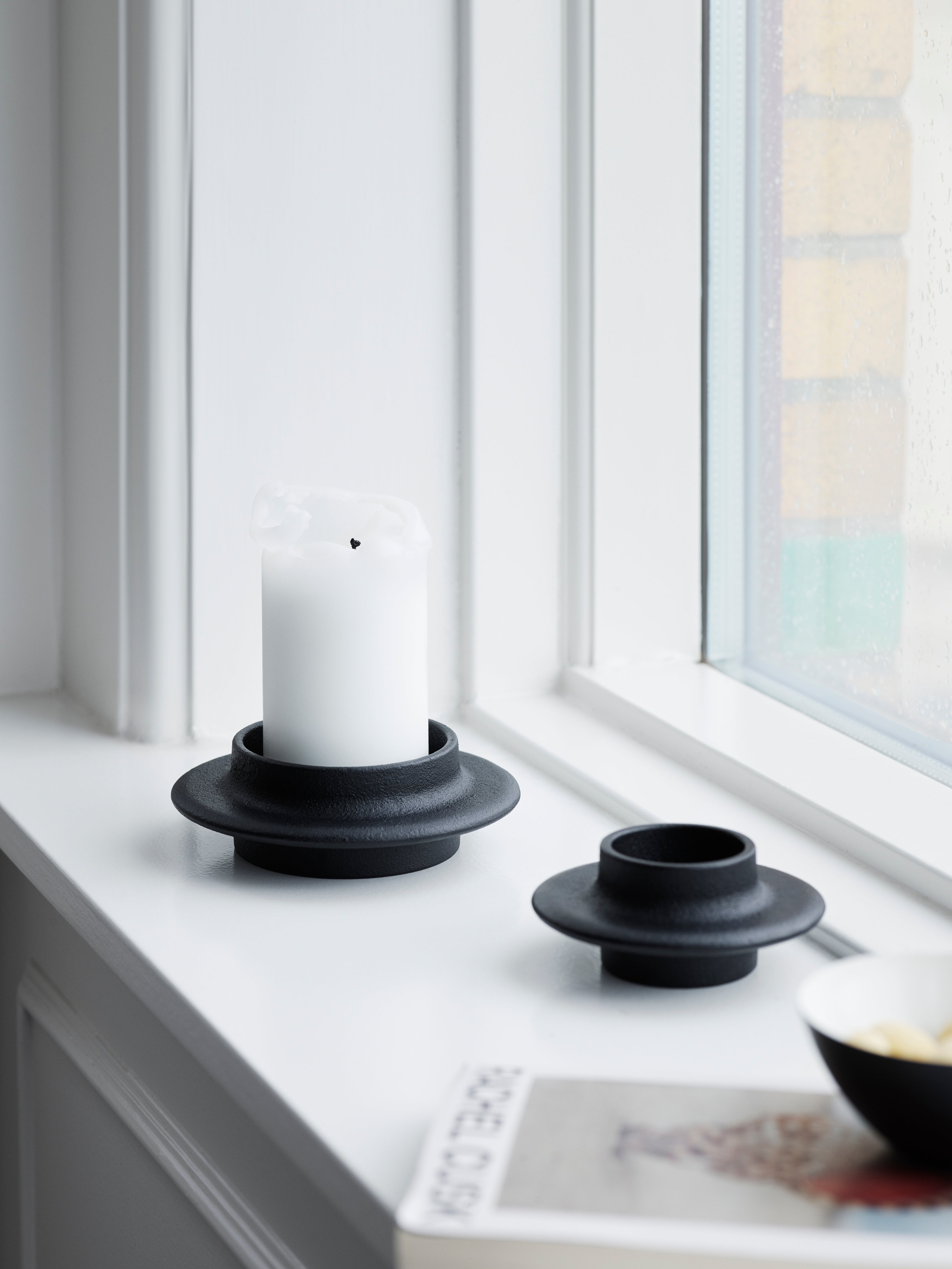 HEIMA BLOCK CANDLE Black Cast Iron Candle Holder