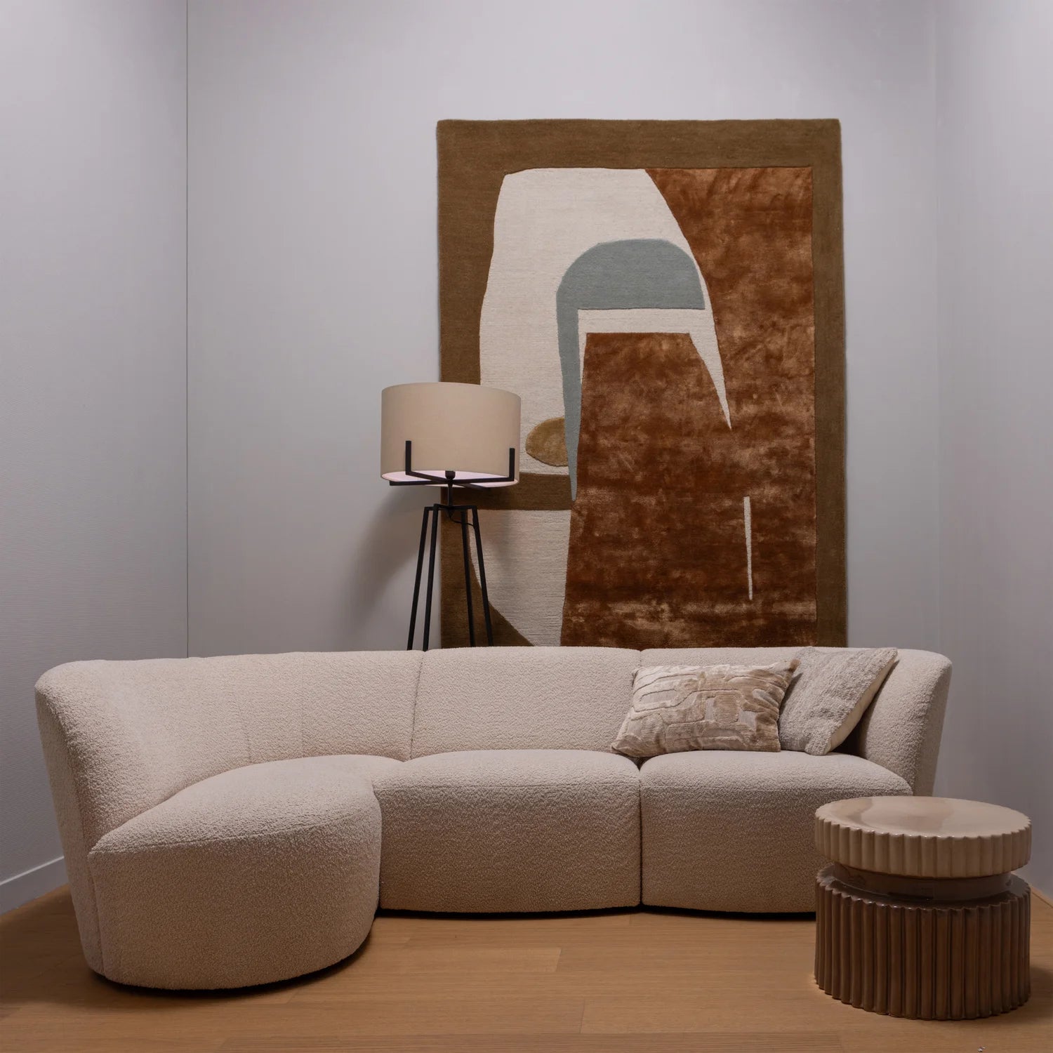 Links -Seiten -Ecke Coco Dunkelgrau Boucle