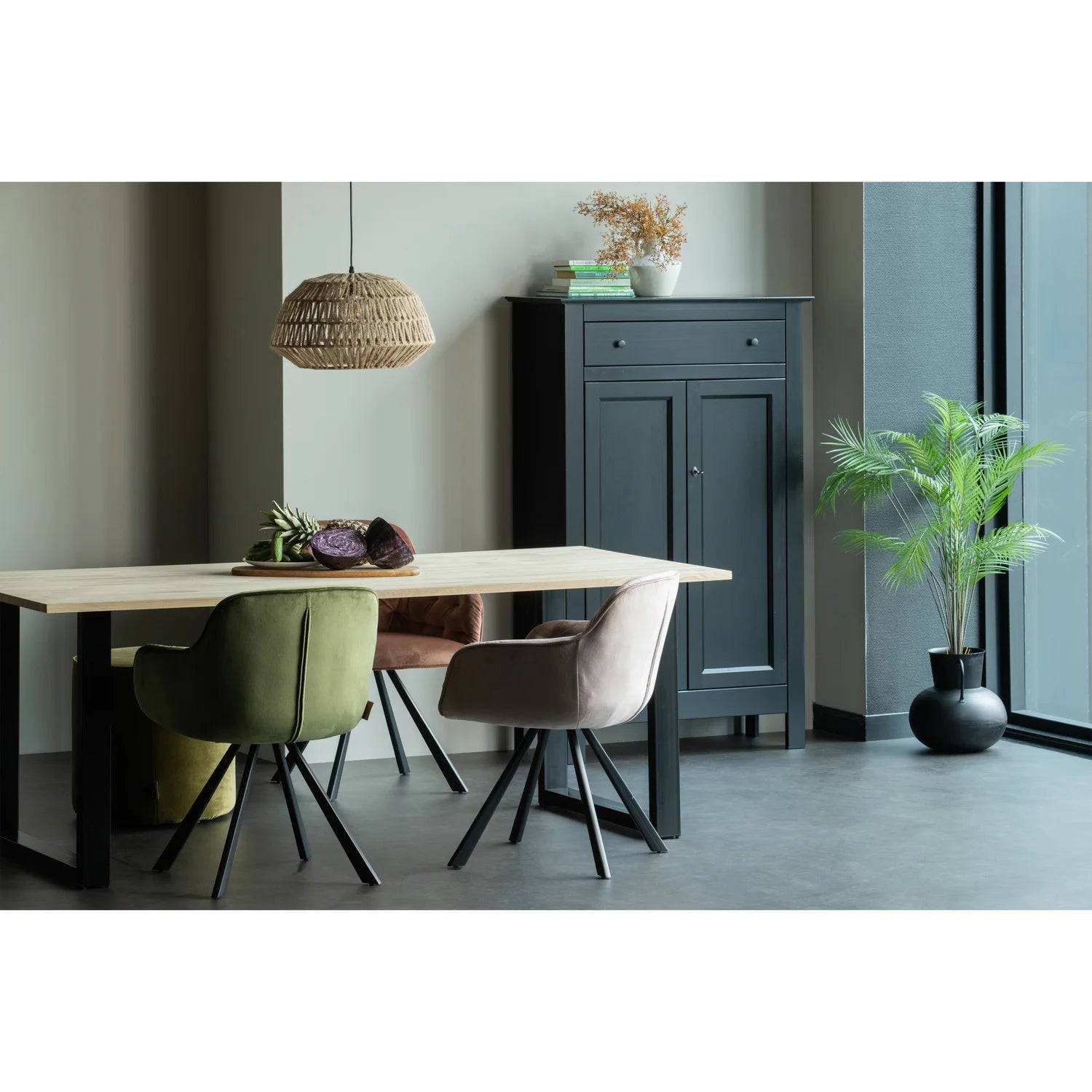 Table tablo oak with a U -shaped base