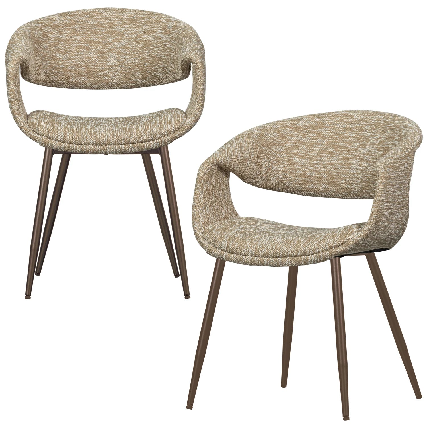 Sessel mit Armlehnen YOSSI beige mit braunem Metallgestell