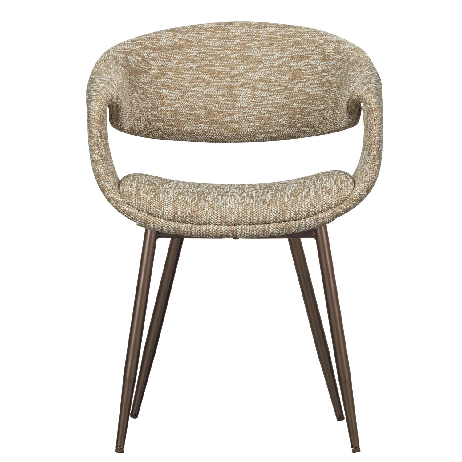Sessel mit Armlehnen YOSSI beige mit braunem Metallgestell