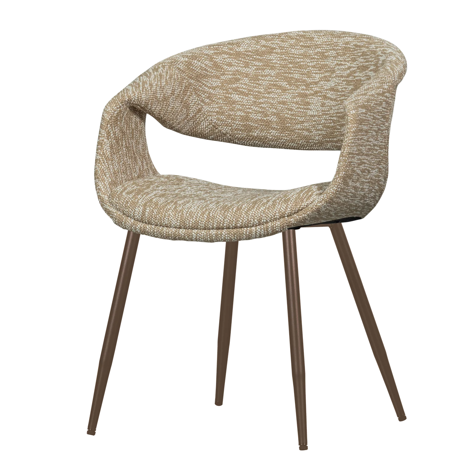 Sessel mit Armlehnen YOSSI beige mit braunem Metallgestell