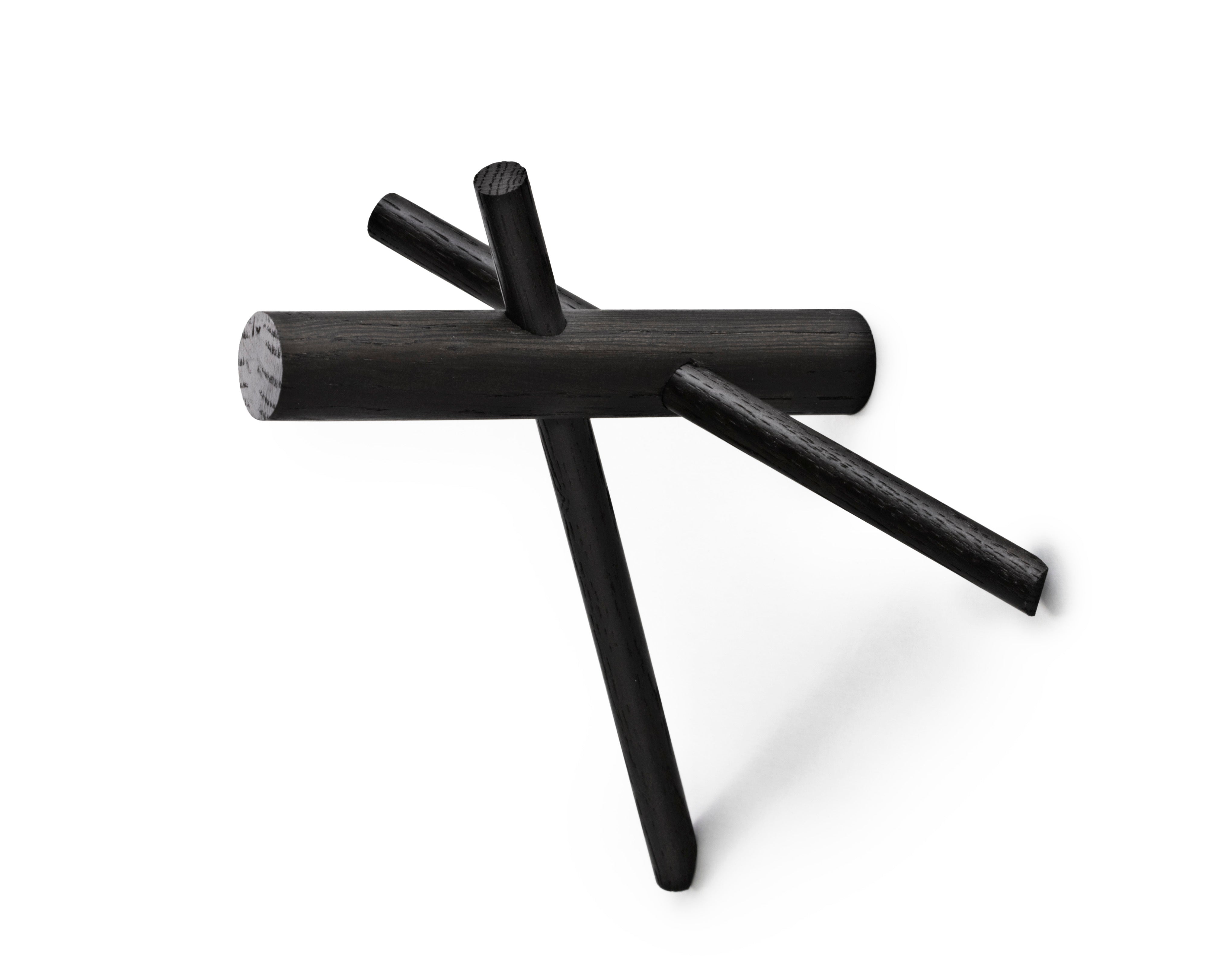 Zestaw wieszaków STICKS czarne drewno dębowe