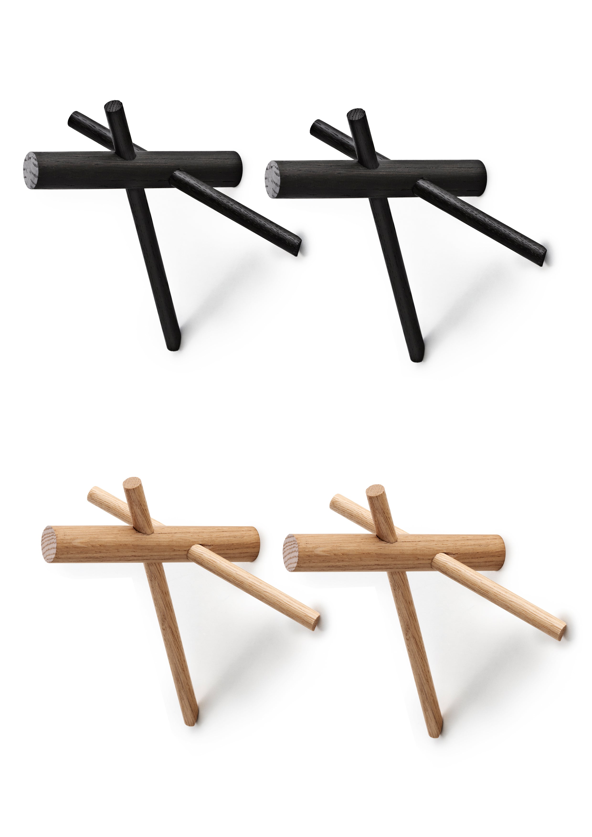 Zestaw wieszaków STICKS czarne drewno dębowe