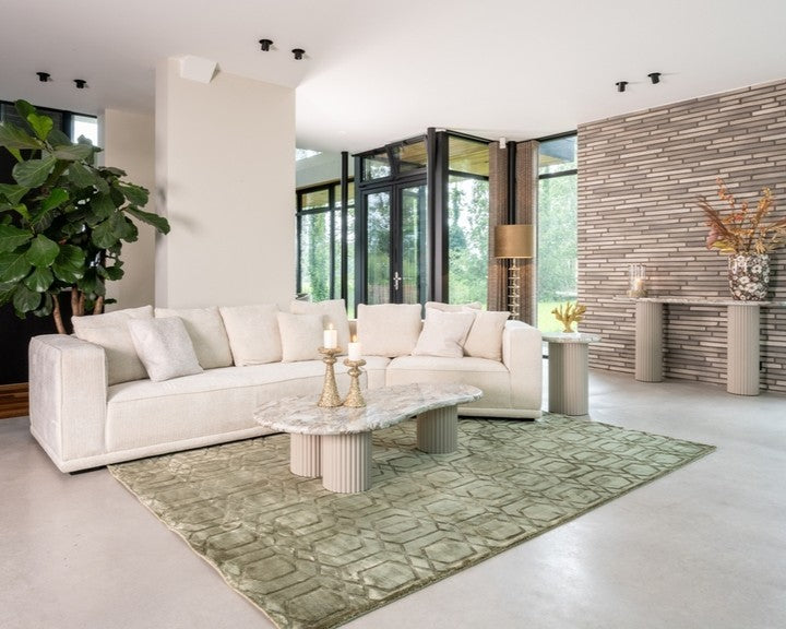 Beiger CORONEL Couchtisch mit Marmorplatte