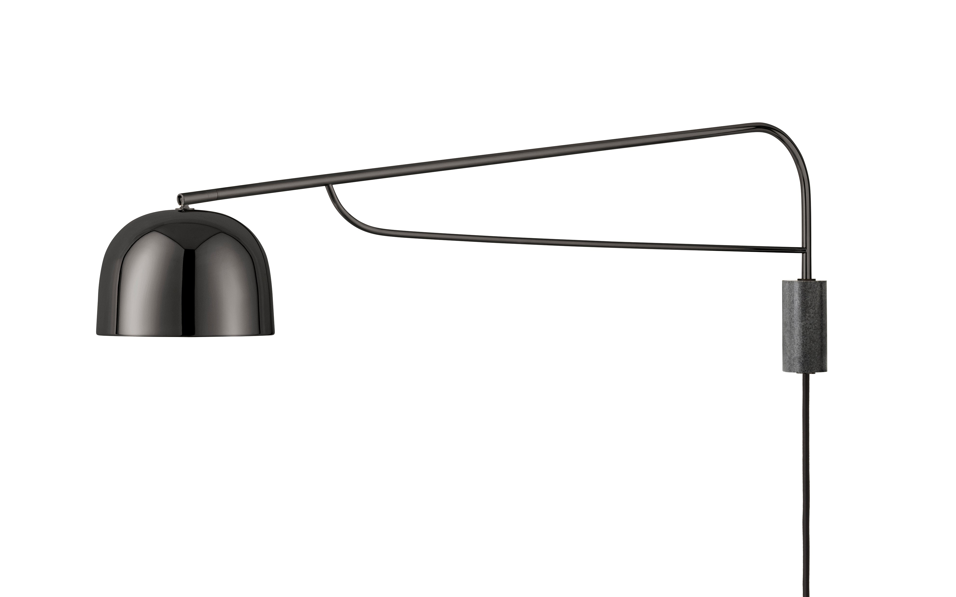 Lampa ścienna GRANT czarny z czarnym granitem