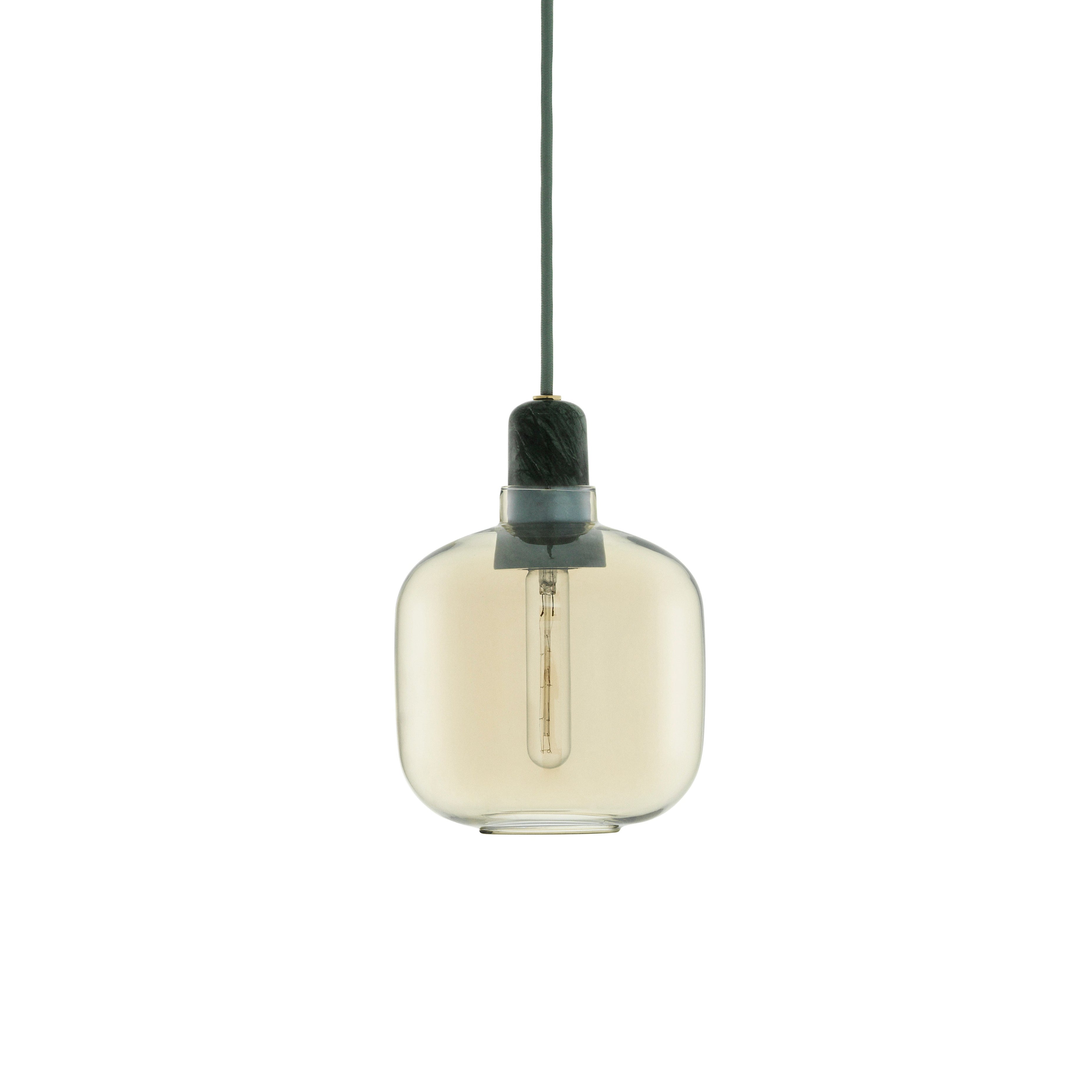 Lampa wisząca AMP żółte szkło z zielonym marmurem